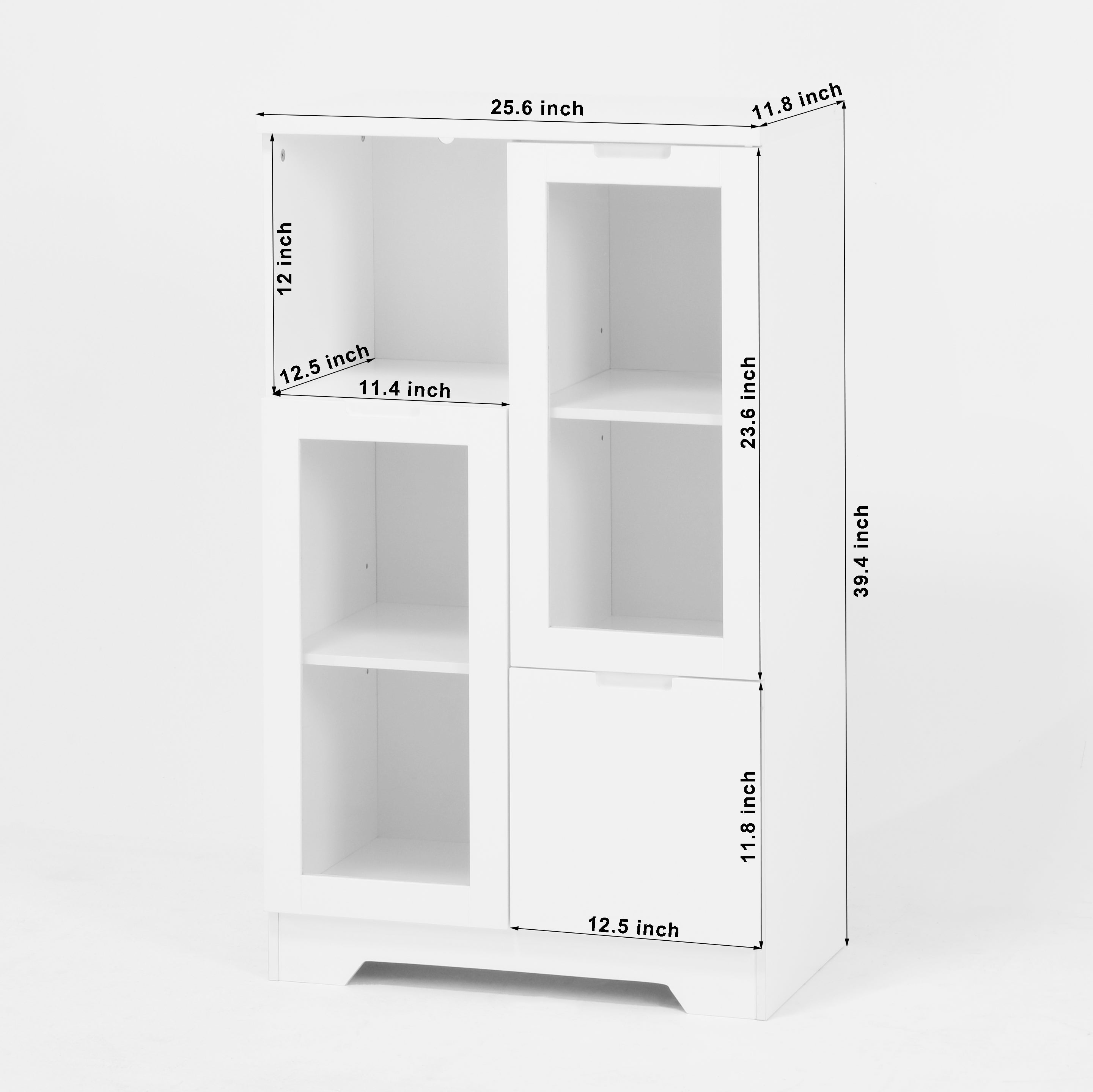 Logidon Witte MDF Kast Met Glazen Deurtjes En Lade 100cm