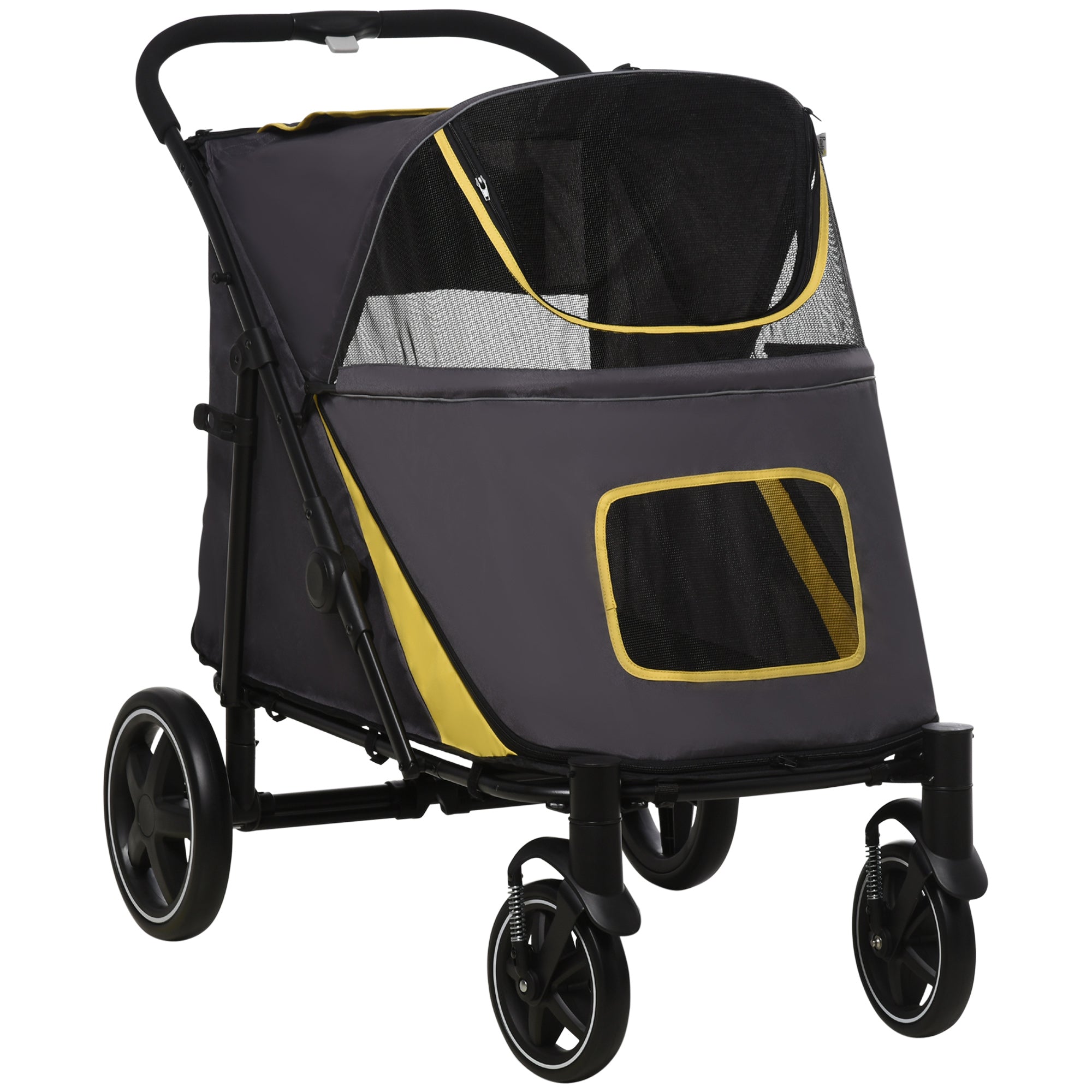 Logidon Hondenkar Opvouwbare Buggy Donkergrijs Met Kussen