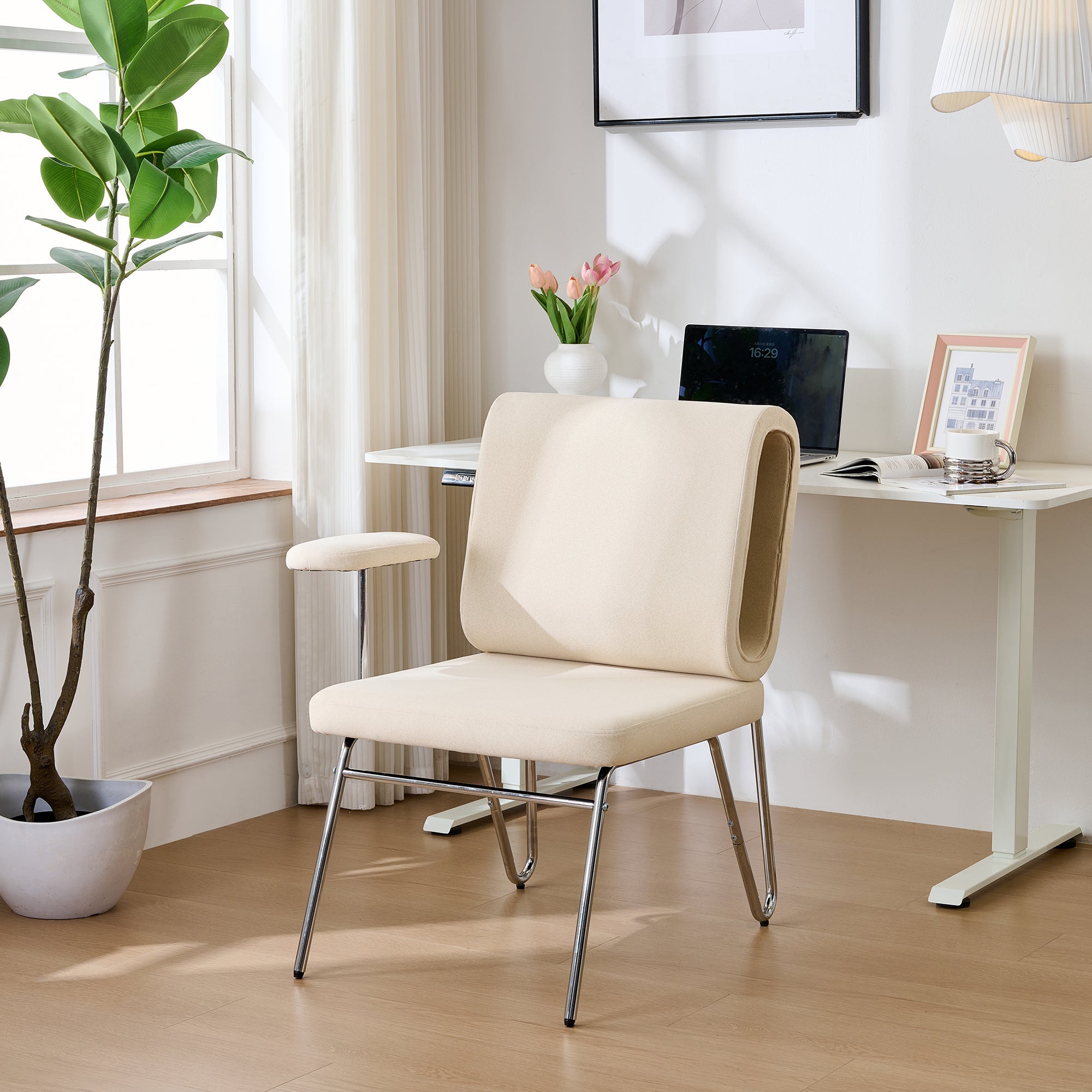 Logidon Bureaustoel Met Kattenmand Beige Brede Zitting