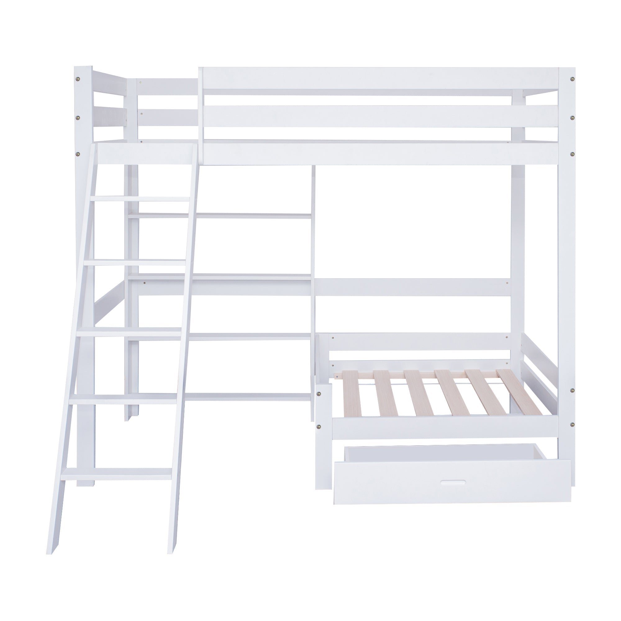 Logidon hoogslaper met bureau - wit kinderbed met lade
