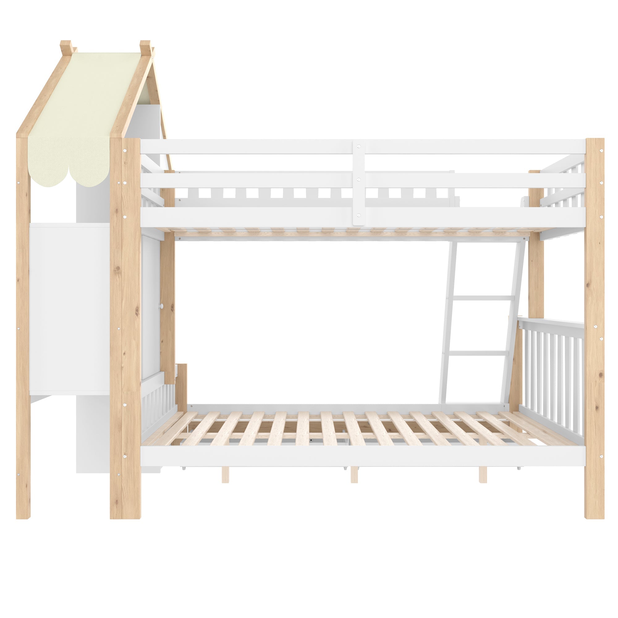Logidon stapelbed 90x200 en 140x200 wit naturel met 2 lades