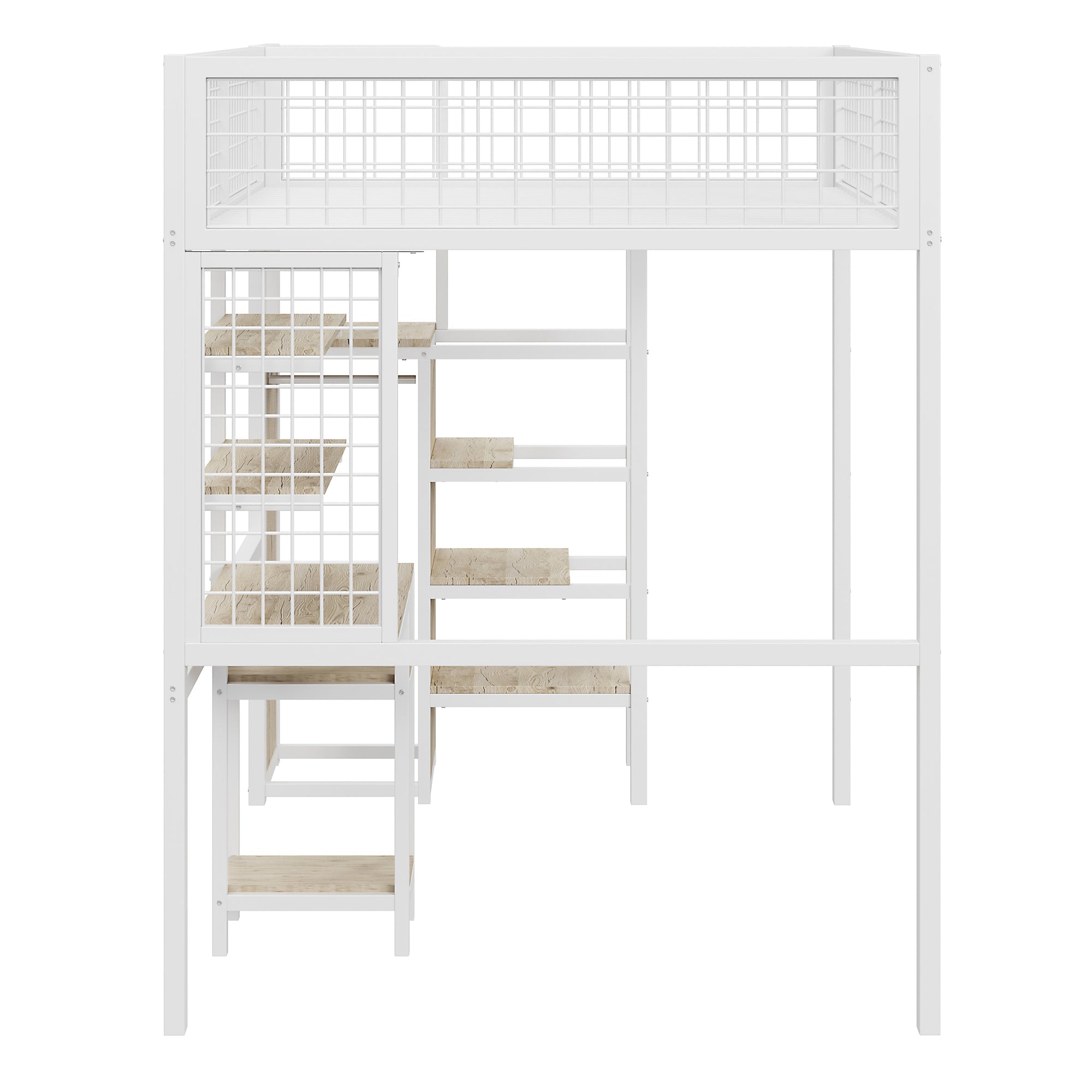 Logidon hoogslaper 140x200 met veiligheidsladder en computertafel wit