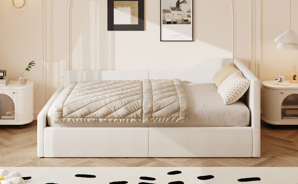 Logidon gestoffeerd dagbed 140x200 met opbergruimte beige