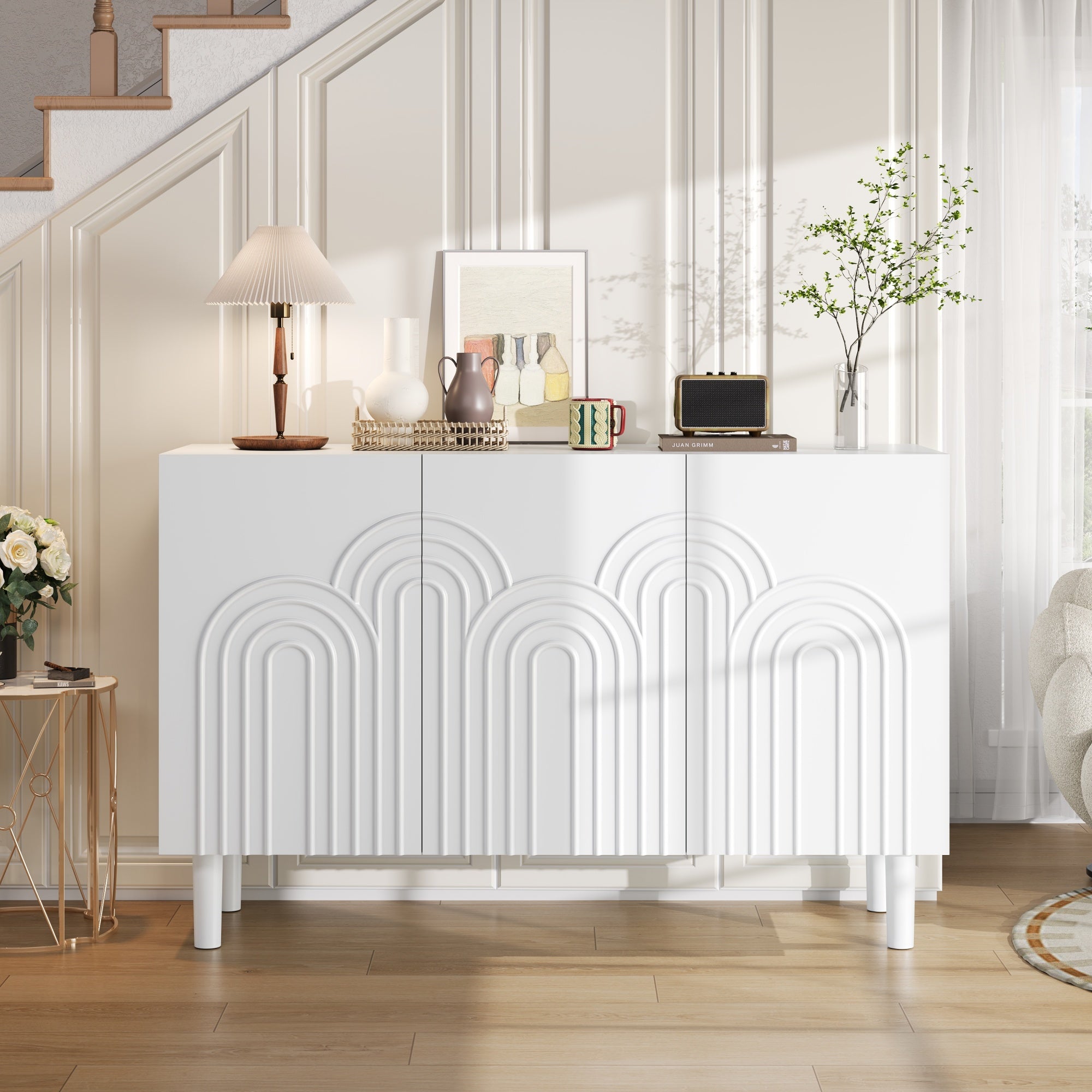 Logidon Dressoir 120x38,5x79 cm Wit MDF met 3 deuren