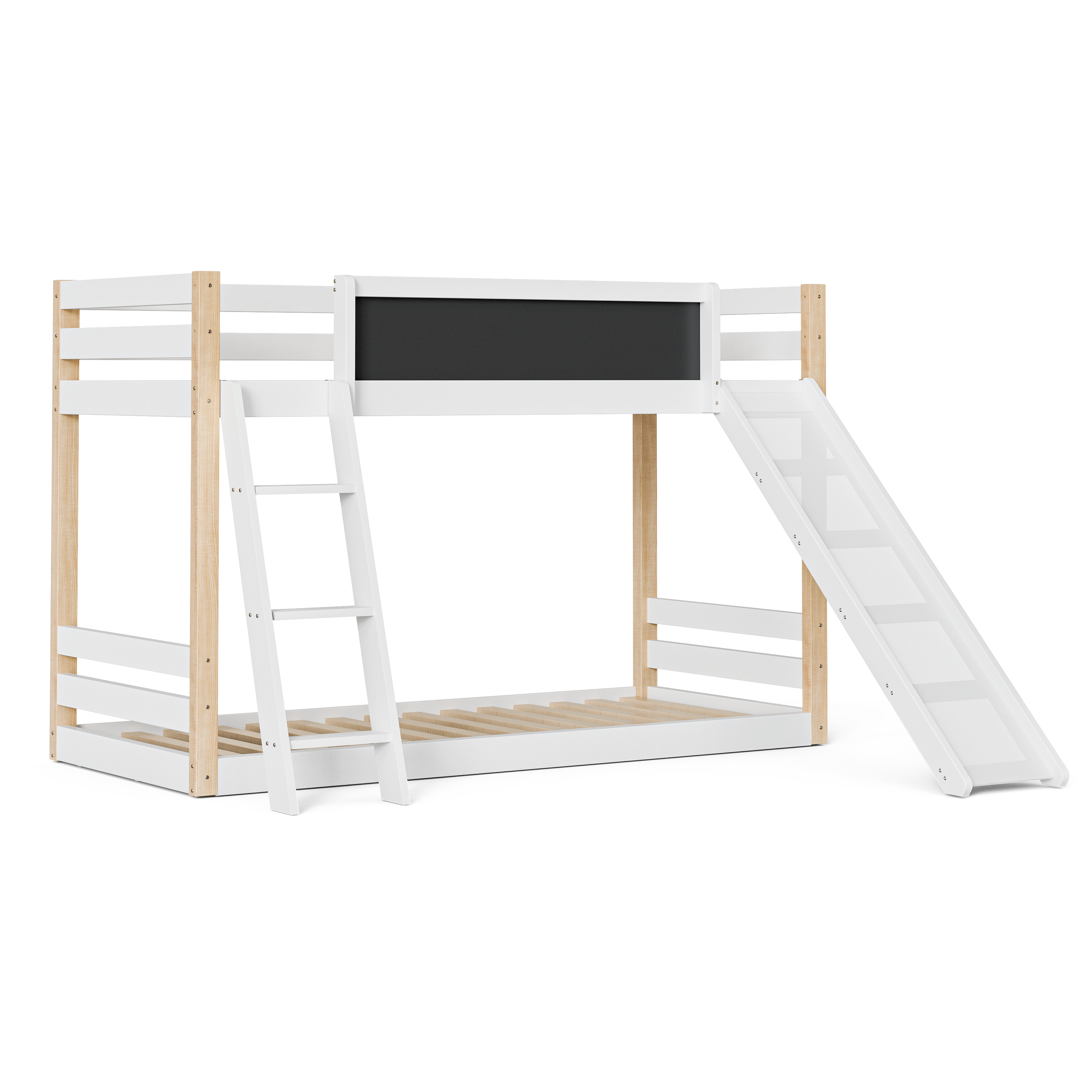 Logidon Stapelbed Kind Met Glijbaan En Trap 90x200 Wit
