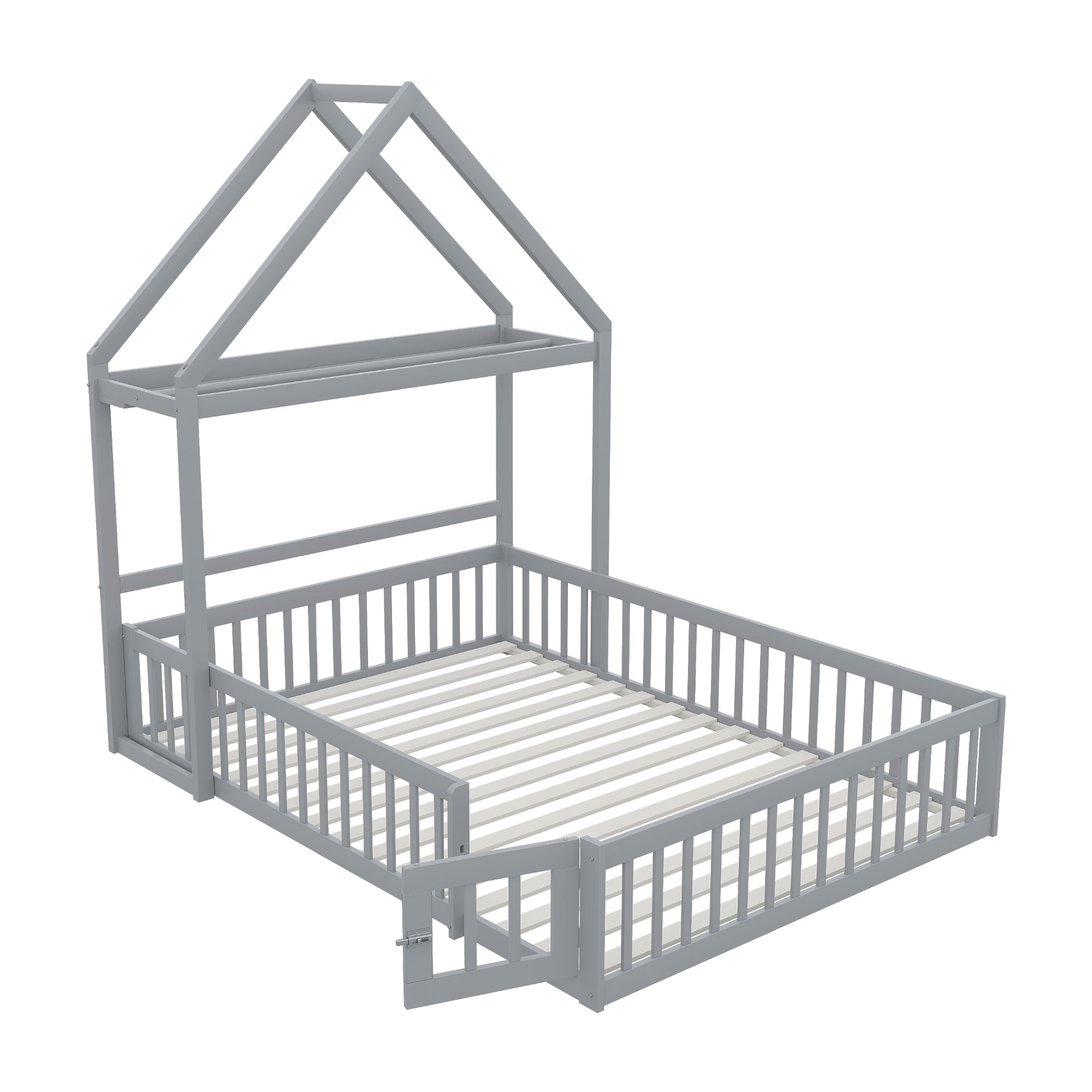 Logidon Kinderbed 140x200 Grijs met opbergruimte en deuren