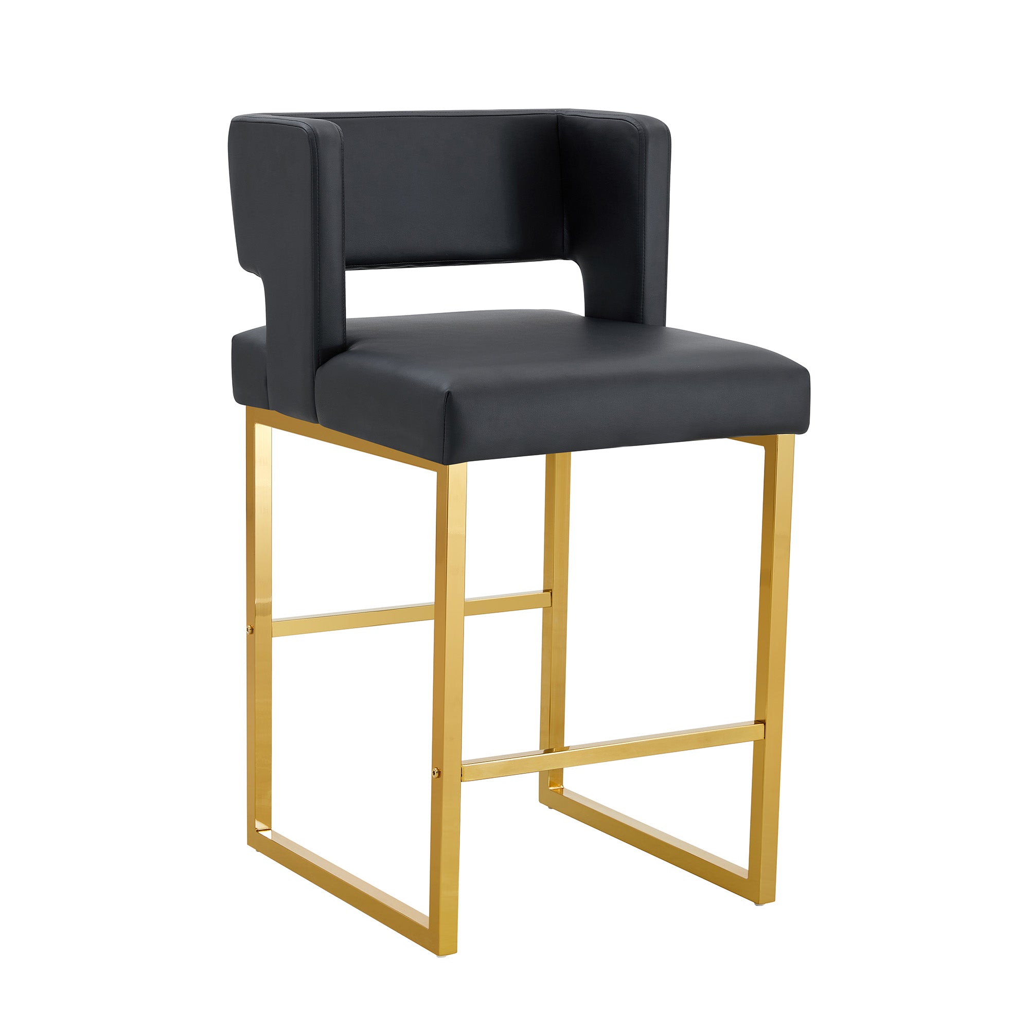 Logidon Barkruk Set 2 Zwart Kunstleer Gouden Poten Nordic