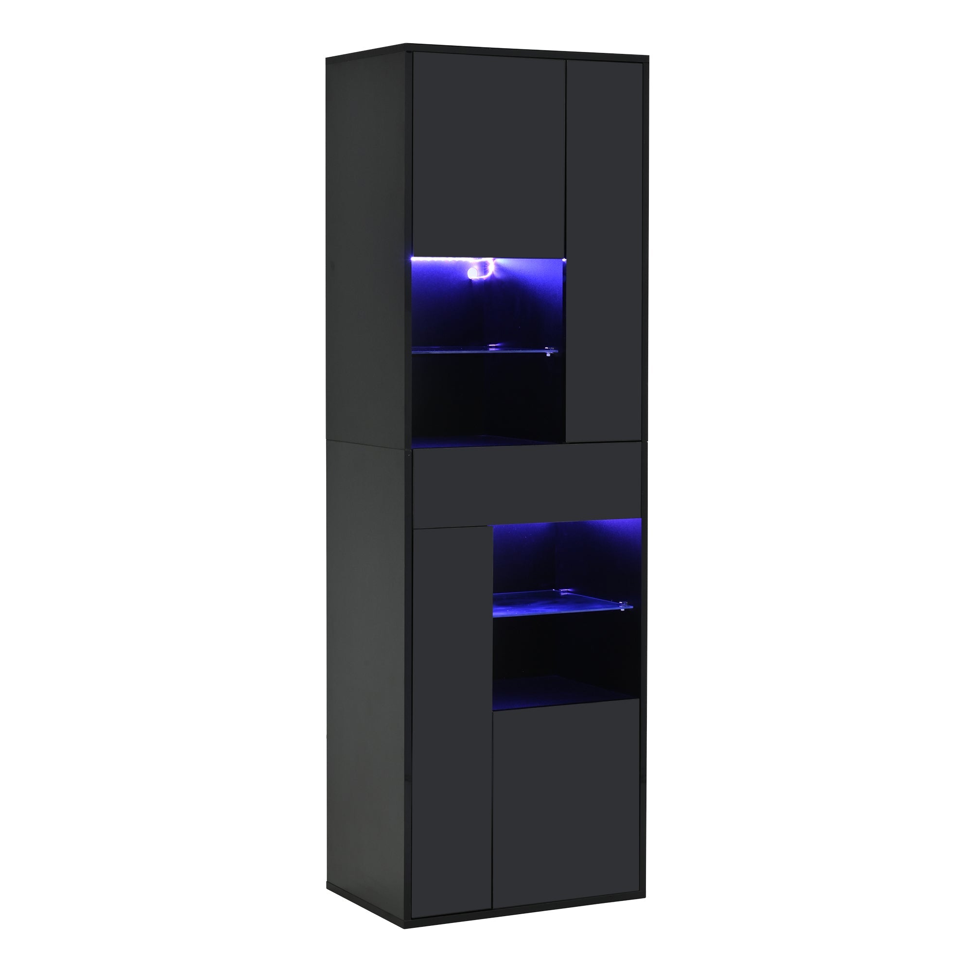 Logidon zwarte hoogglans glazen vitrine 55 x 38 x 170 cm LED-verlichting