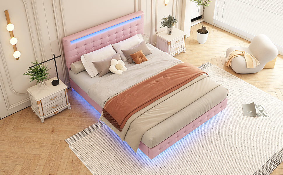 Logidon 140x200 cm flatbed roze LED-licht 24 knoppen afstandsbediening
