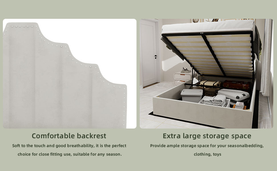 Logidon 160x200 cm stoffen bed beige hoofdbord met hydrauliek