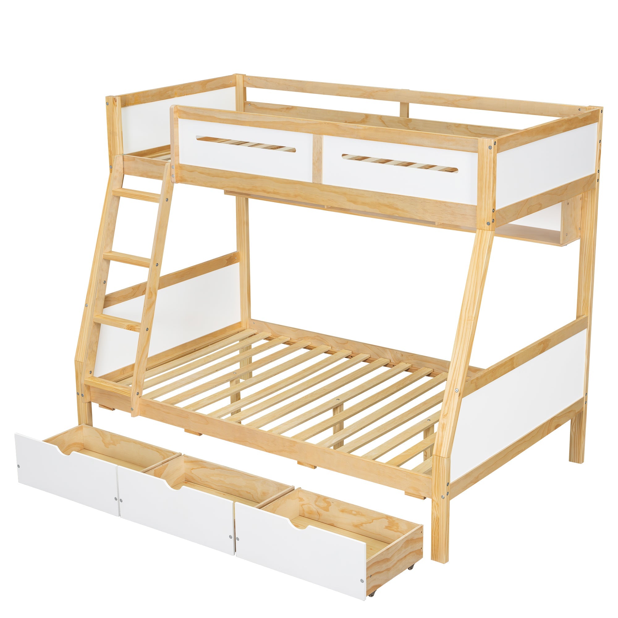 Logidon stapelbed met drie lades wit naturel 90x200 120x200
