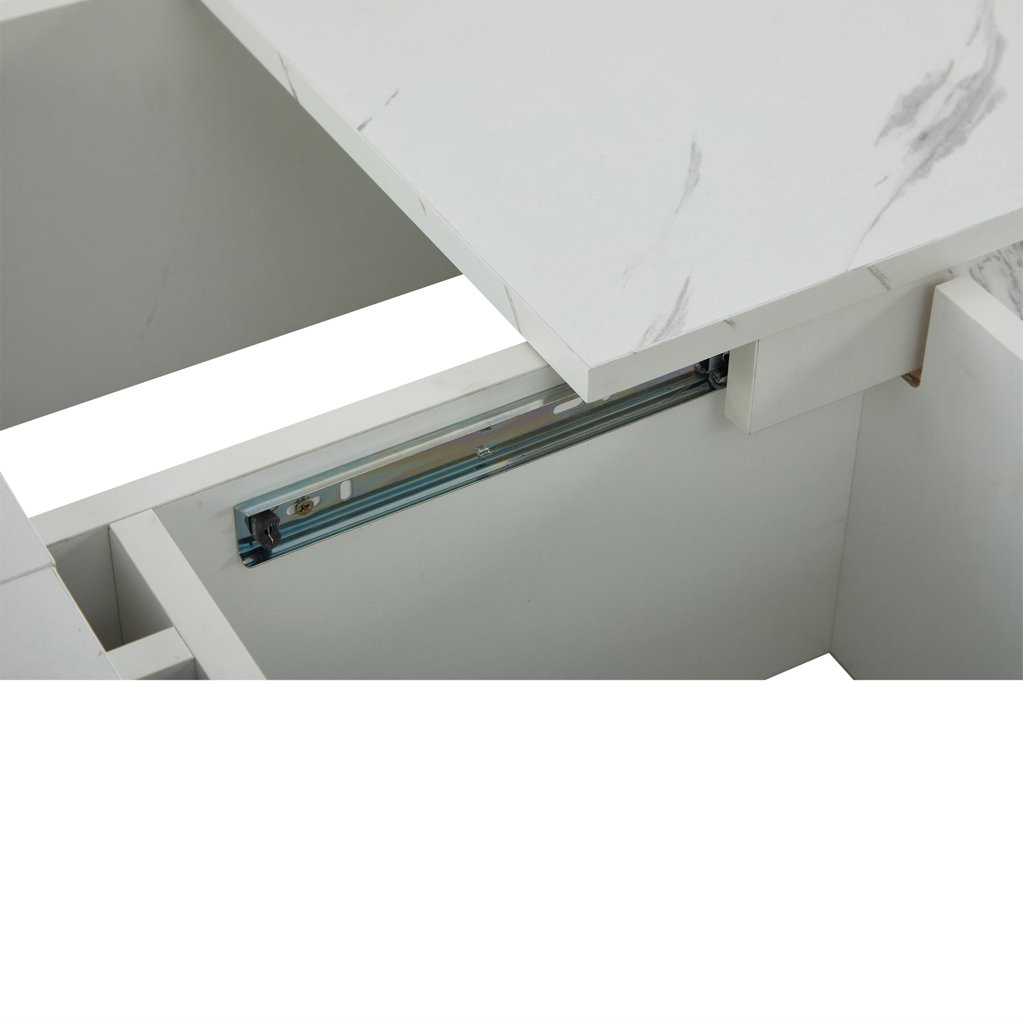 Logidon vierkante salontafel wit marmerlook 90x90x25 cm met lades