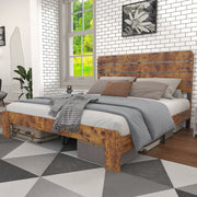 Logidon houten tweepersoonsbed 180x200 bruin antieke stijl met ijzeren lattenbodem