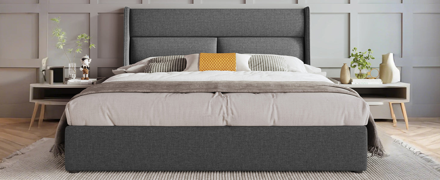 Logidon gestoffeerd bed 160x200 grijs met verstelbare hoofdsteunen