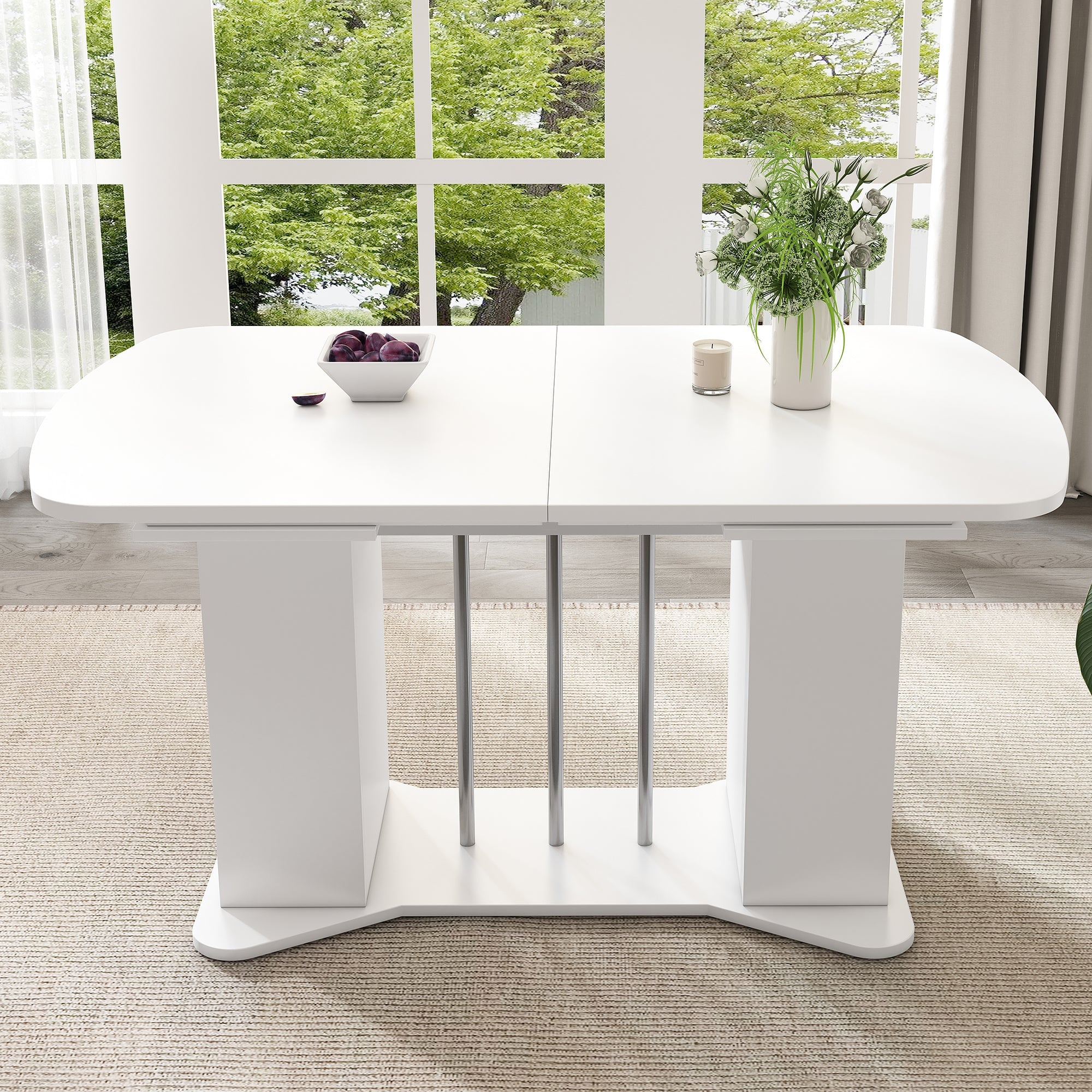 Logidon uitschuifbare eettafel 120/160x80 wit met opbergpoten