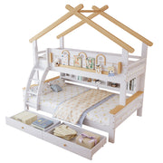 Logidon stapelbed wit naturel 90x200cm en 120x200cm twee lades