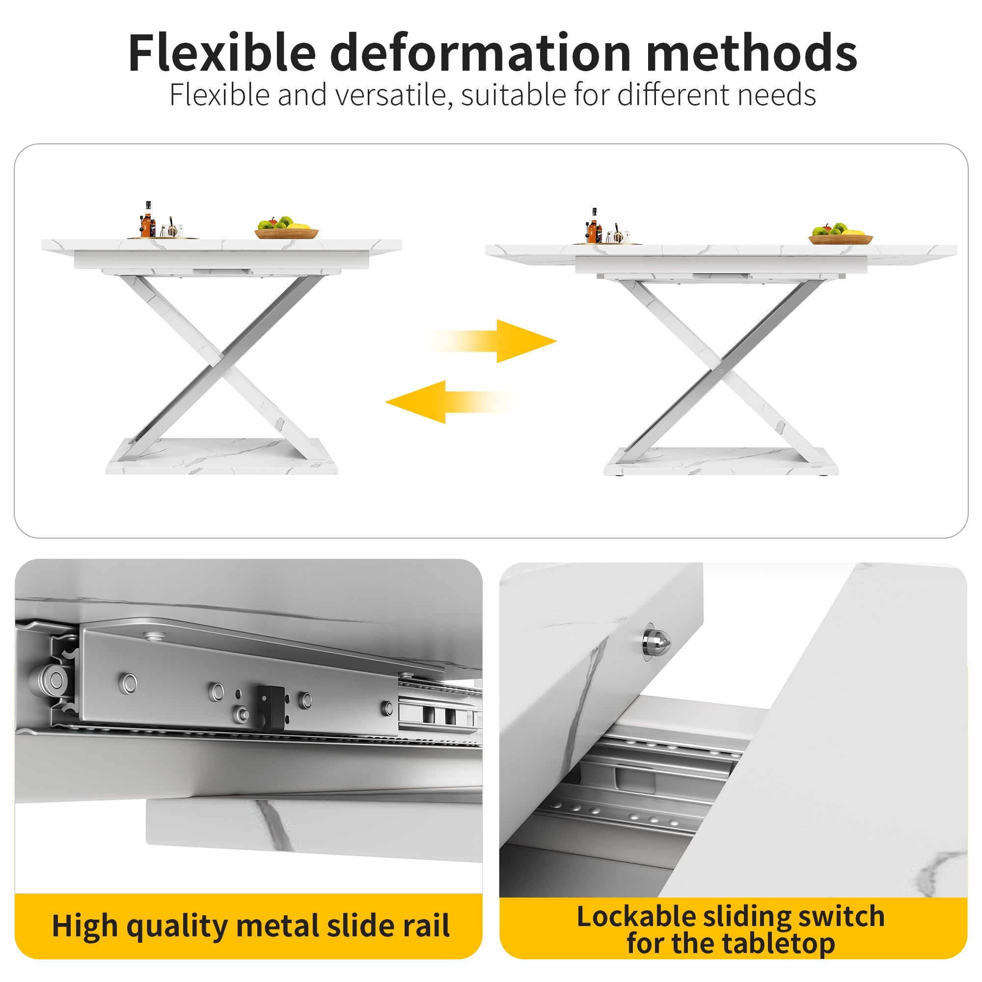 Logidon Uitschuifbare eettafel wit 118-157 cm met gekruiste poten