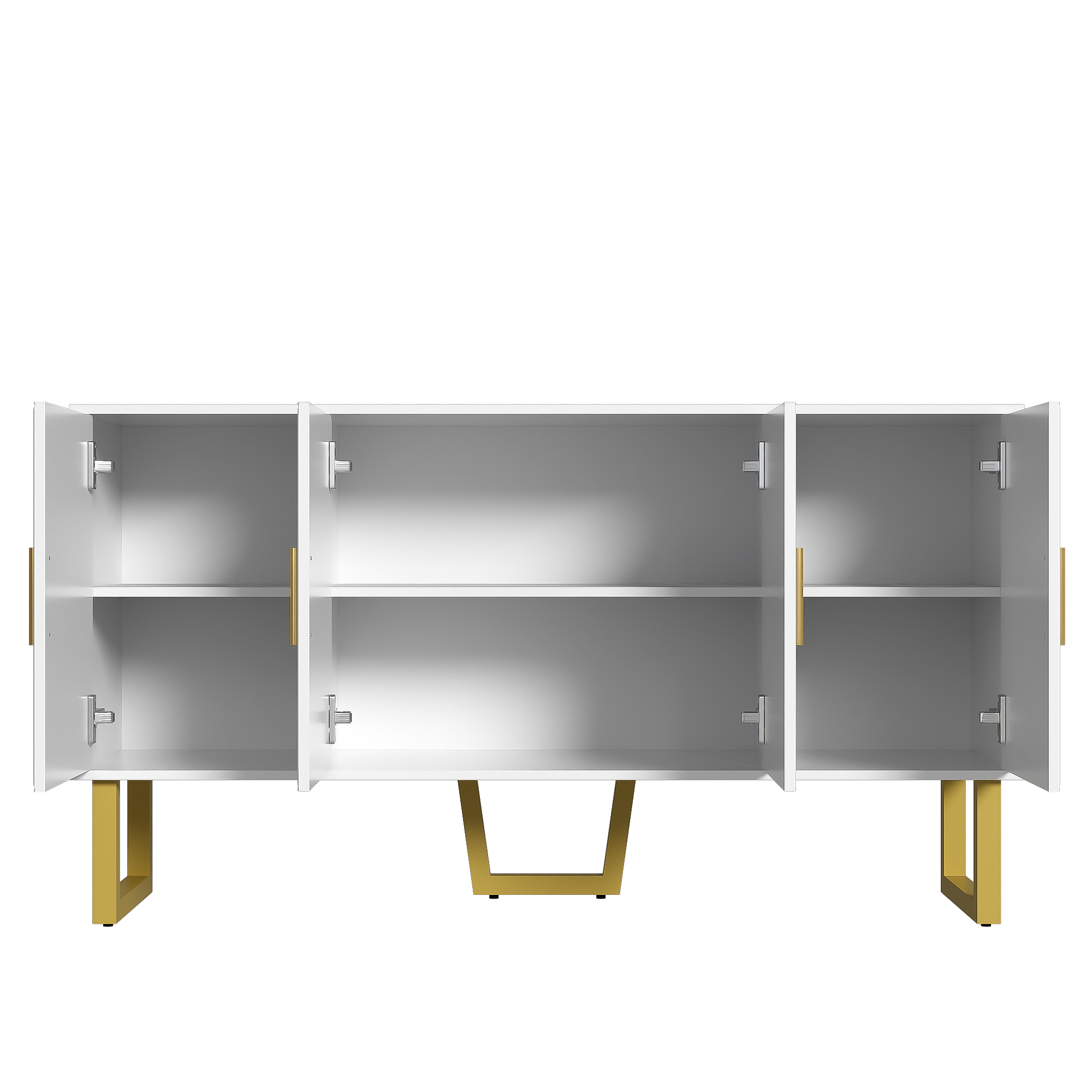 Logidon dressoir 4 deuren 150 cm wit hoogglans gouden handgrepen
