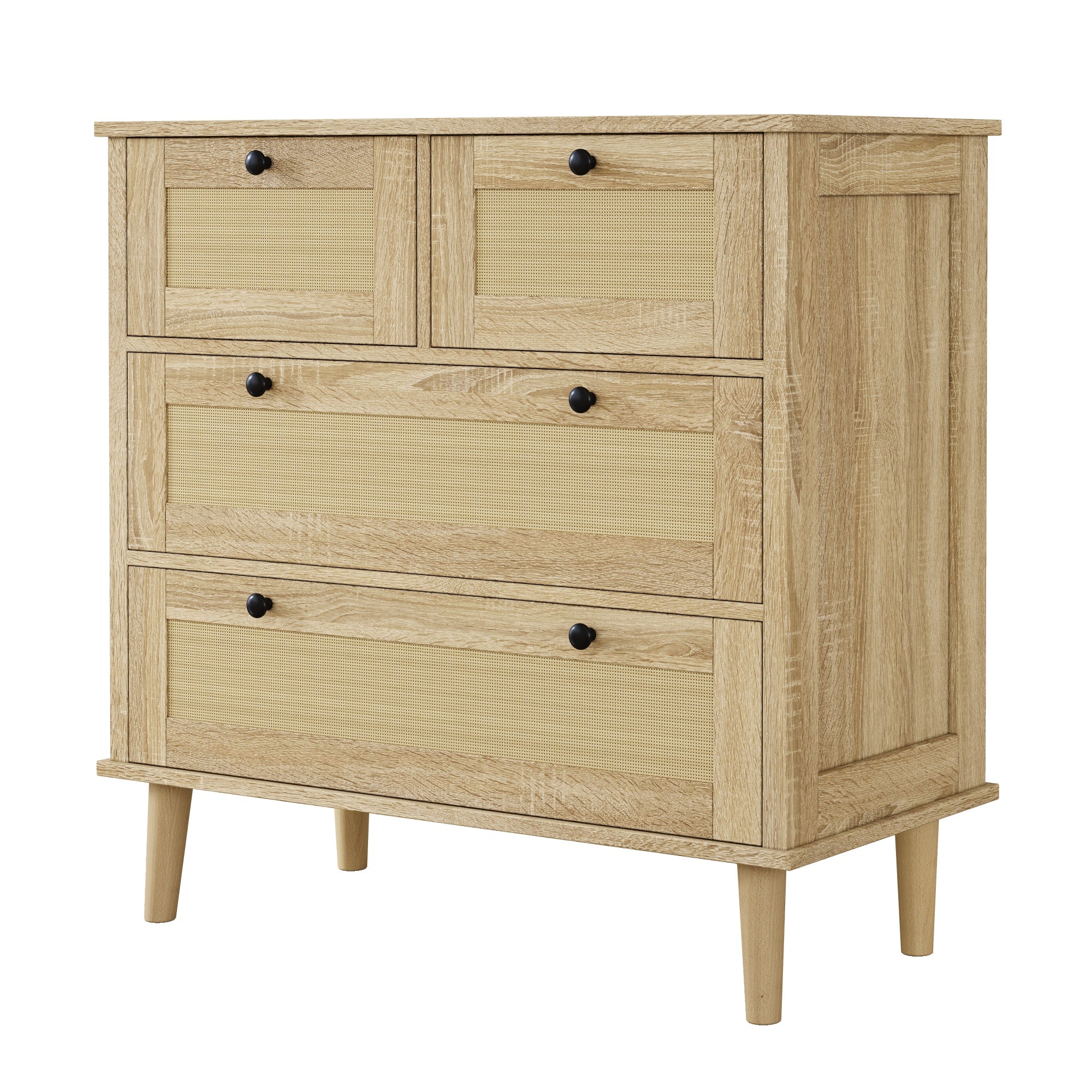 Logidon ladekast met 4 lades en rotan front naturel 80x40x80 cm