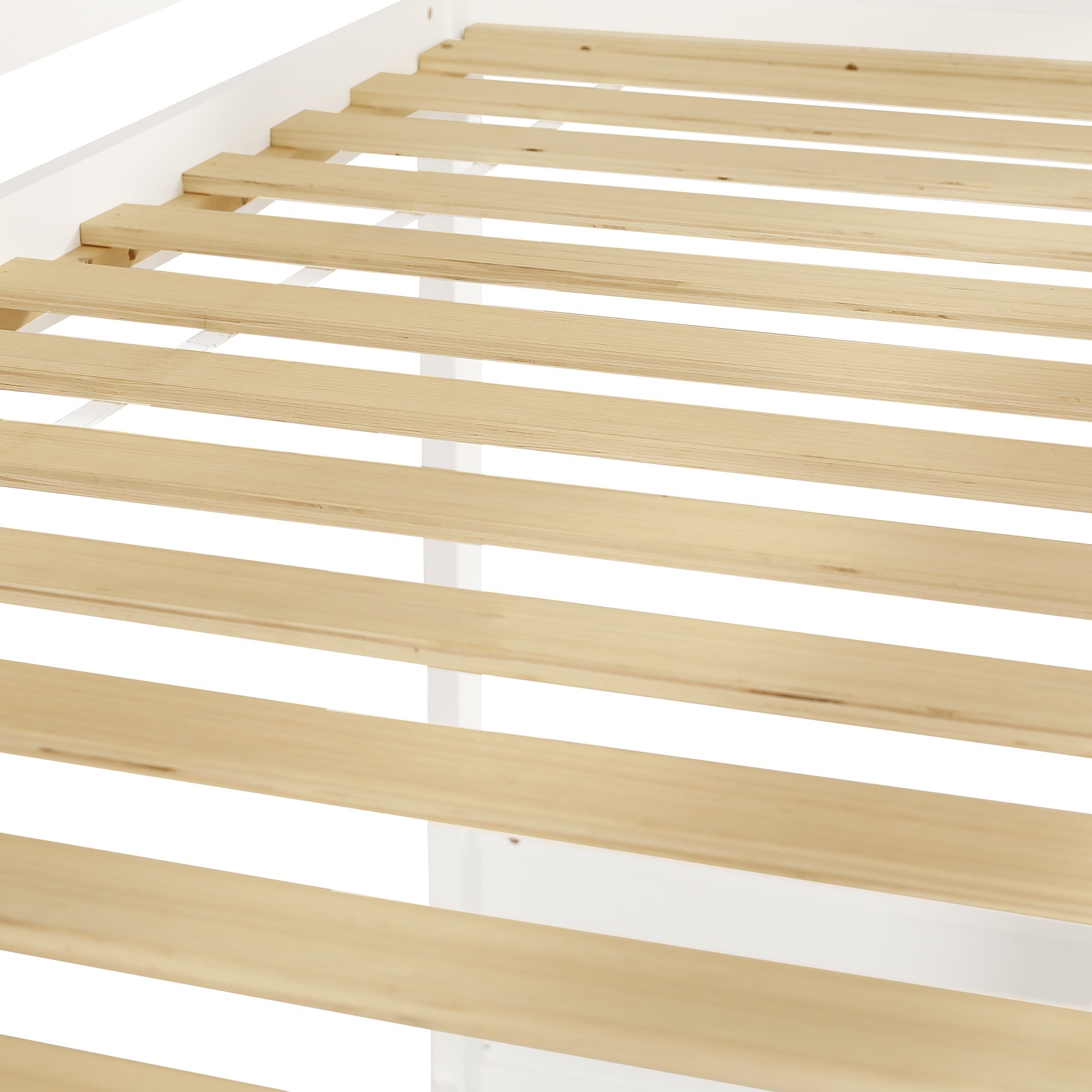 Logidon stapelbed 90x200 wit naturel met vierzijdig hekwerk