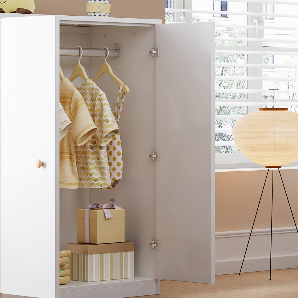 Logidon Small Wardrobe With Rod 2 Doors White MDF