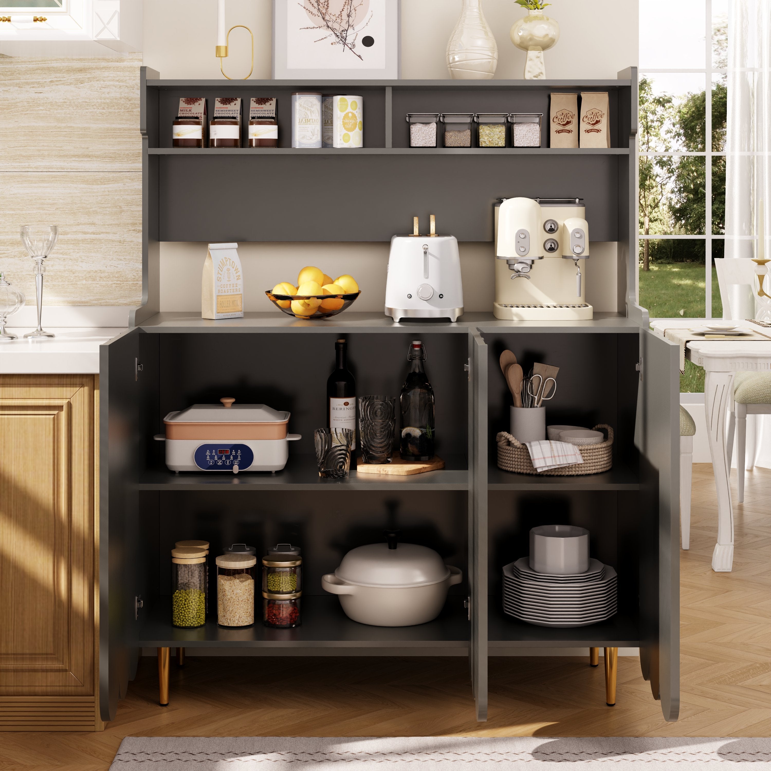 Logidon grijs dressoir 120 x 40 x 151 cm open opbergplank