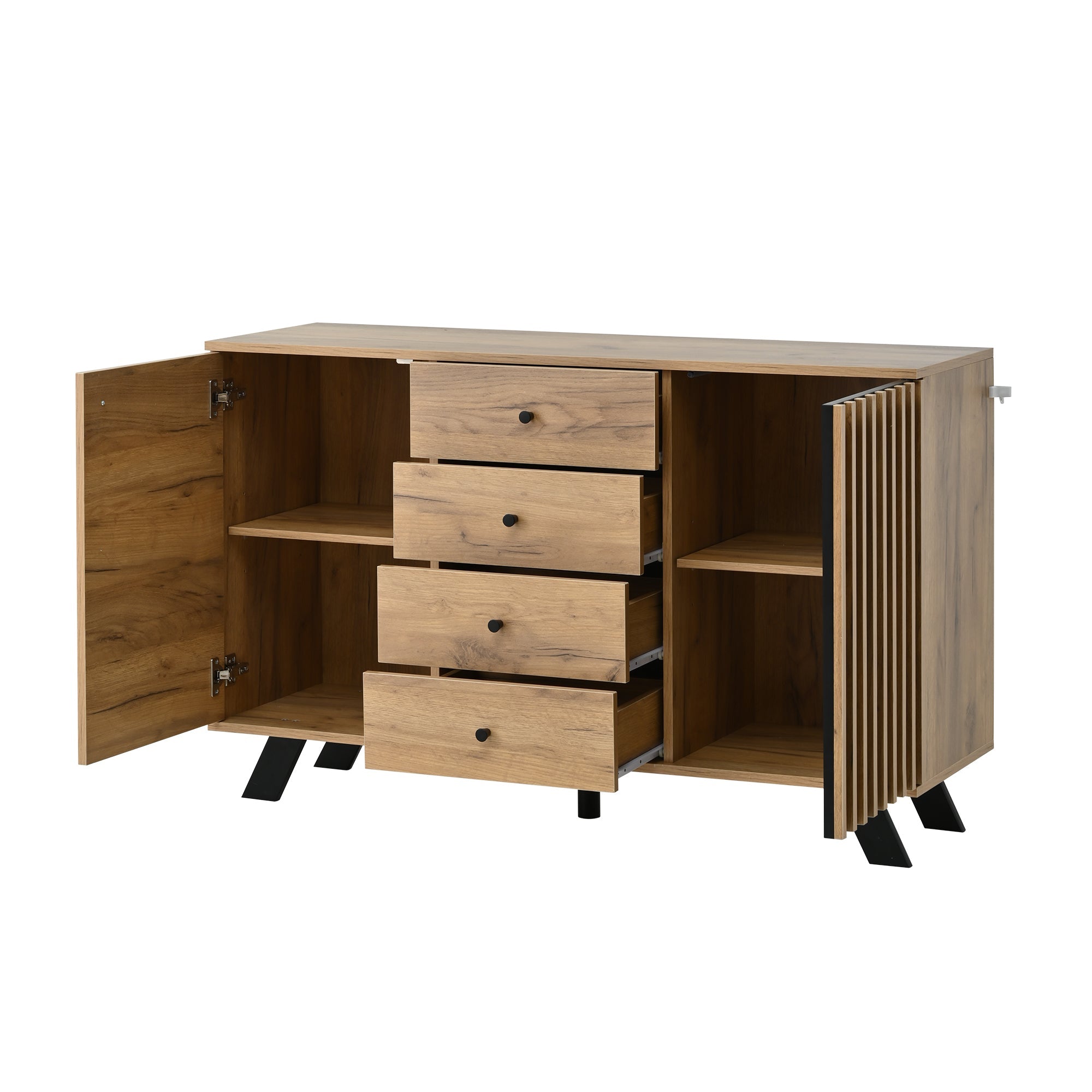 Logidon sideboard 120x38x75cm 4 drawers 2 doors hollow design