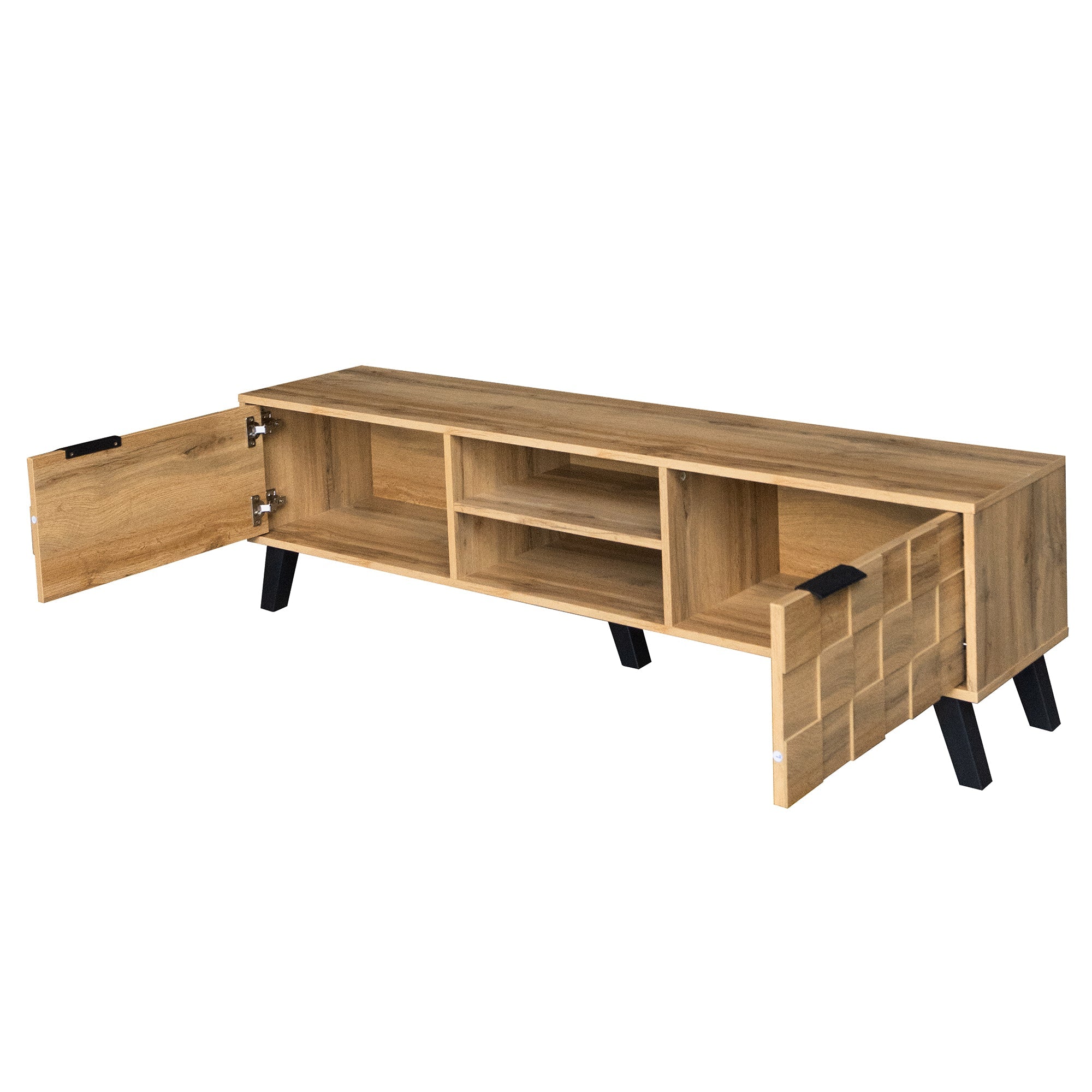 Logidon Modern TV-meubel hout 2 deuren 2 vakken 160,5x35,5x45 cm