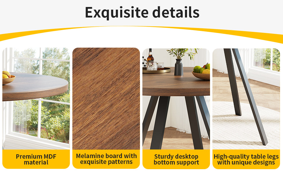 Logidon Ronde Eettafel Diameter 80 cm Walnoot Zwarte Poten