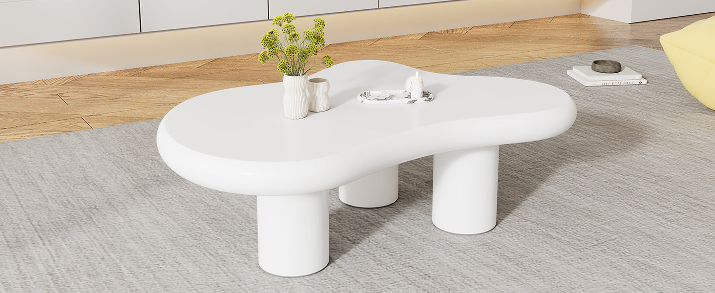 Logidon wolkvormige salontafel wit 97x67x32 cm MDF gelakt oppervlak