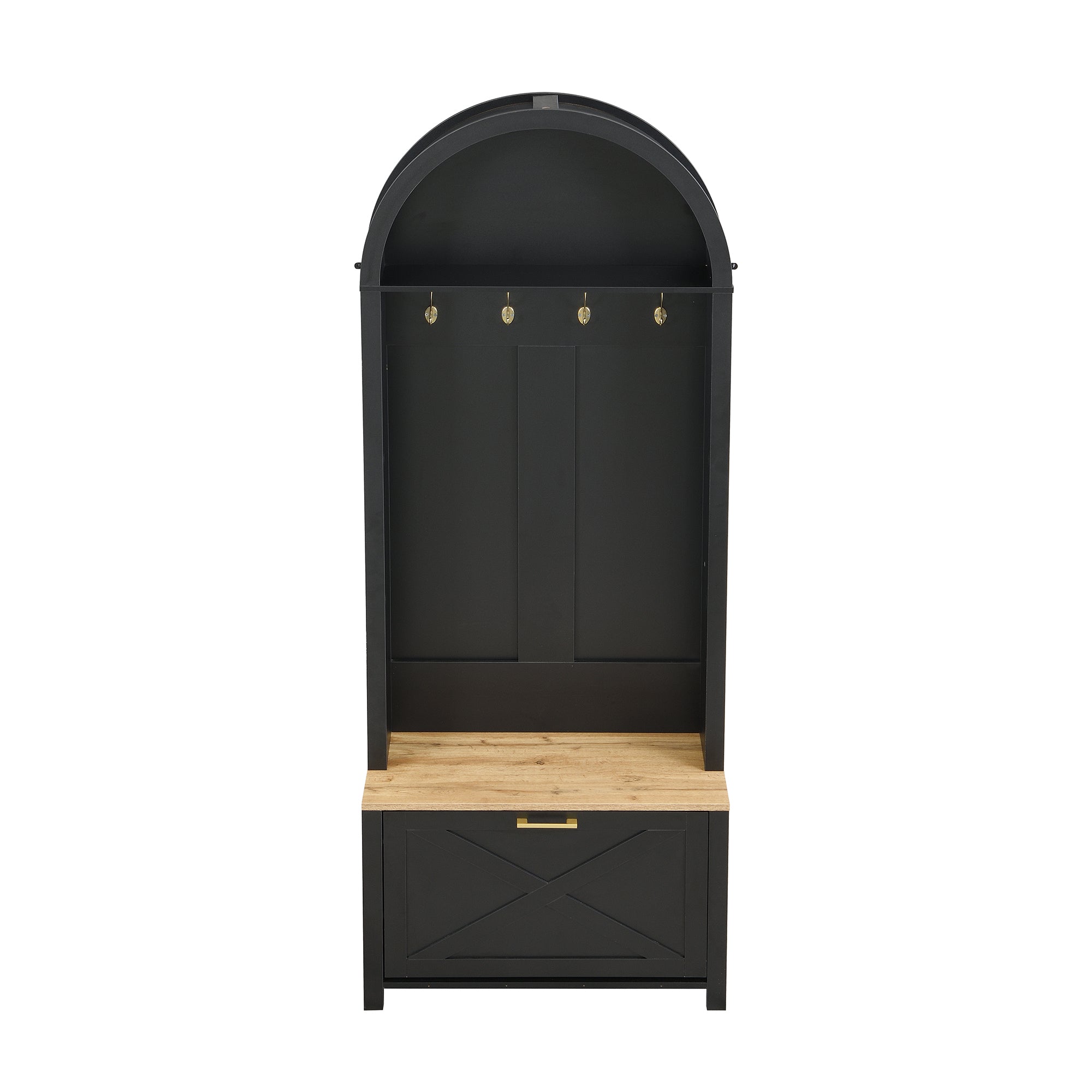 Logidon Garderobekast Zwart 75x35x195 cm Halboom met Schoenenrek