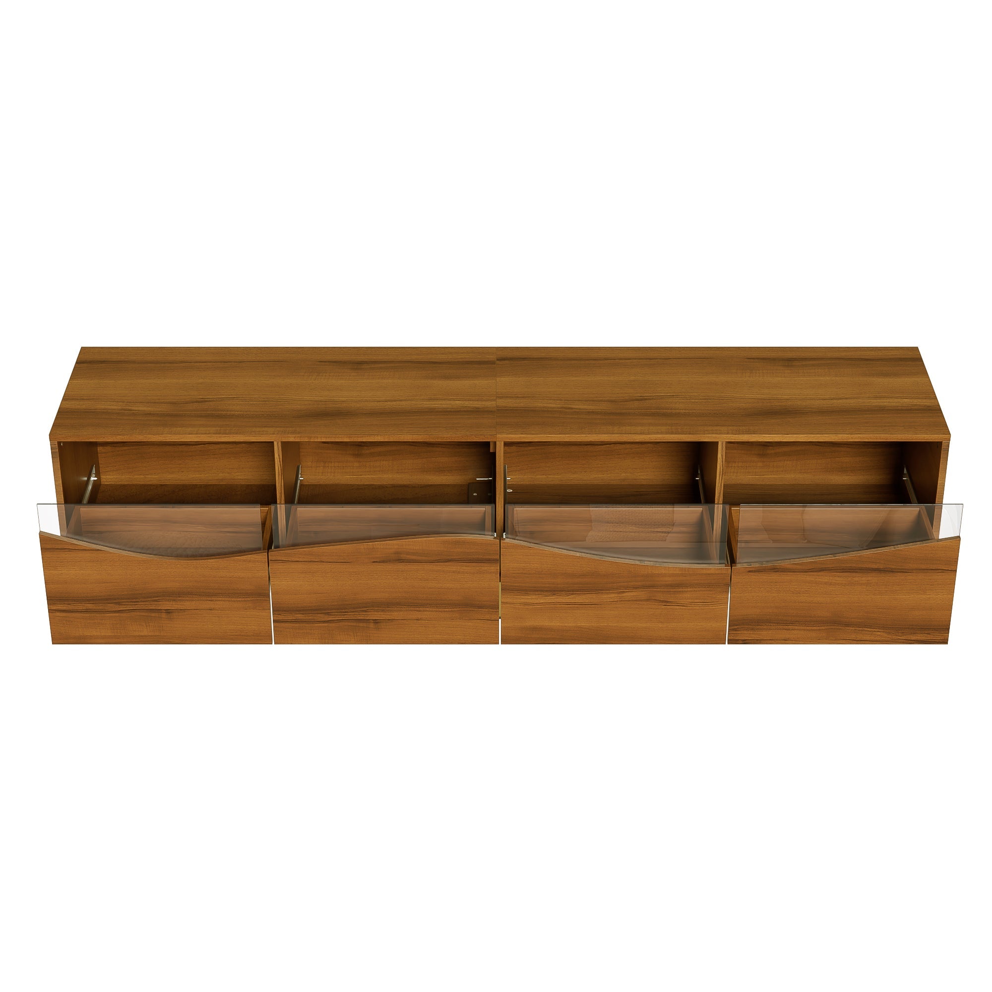 Logidon Modern TV-meubel 180x40x50 cm houtlook glasfront LED