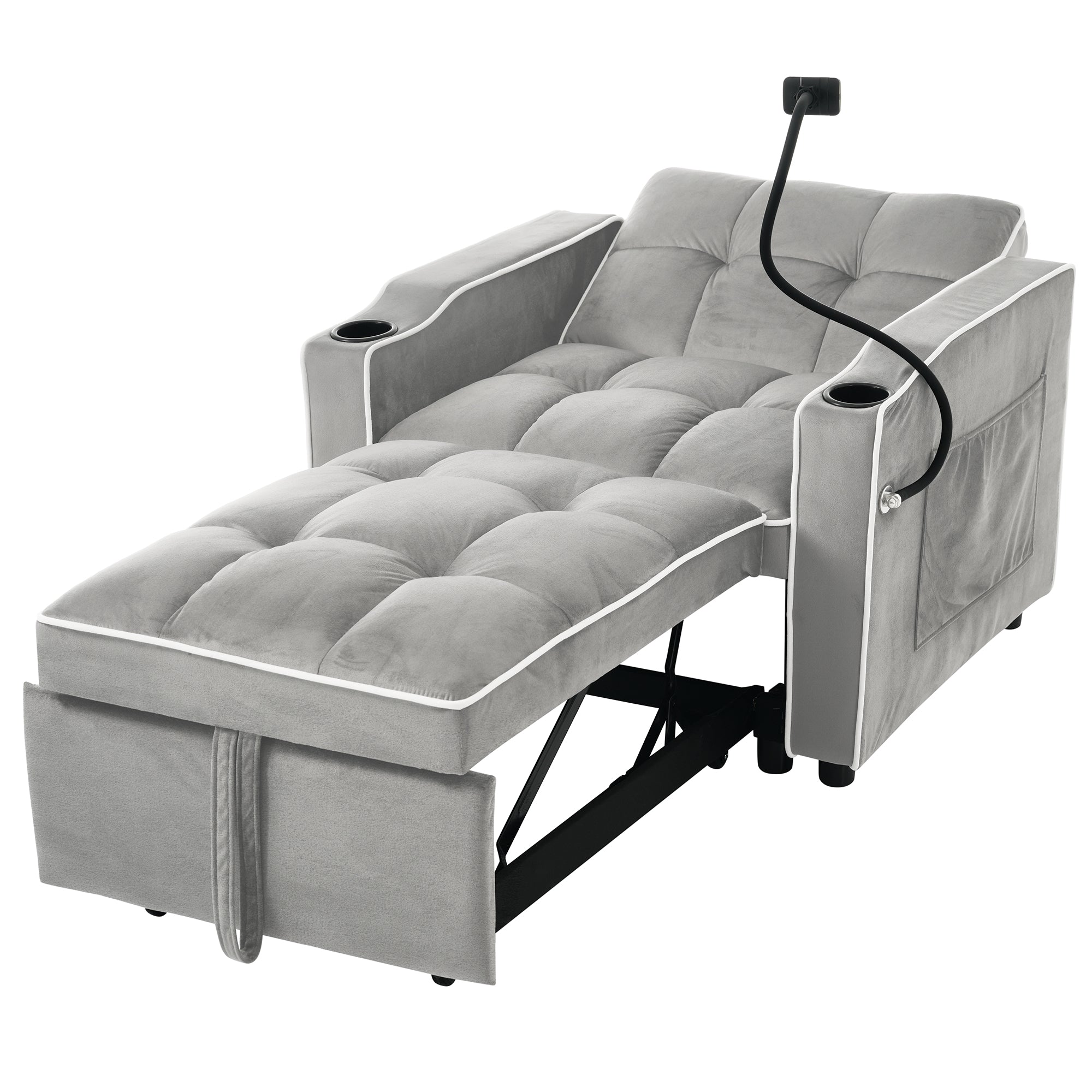 Logidon 3in1 slaapbank antiek grijs wit bekerhouder