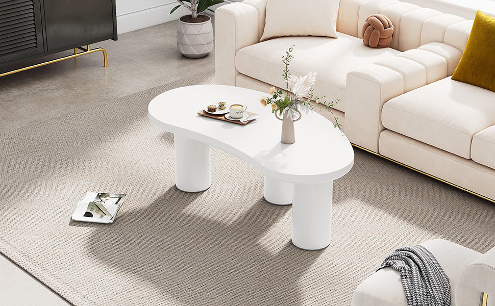 Logidon Witte halve maan salontafel 107x57x40,5 cm MDF en PVC