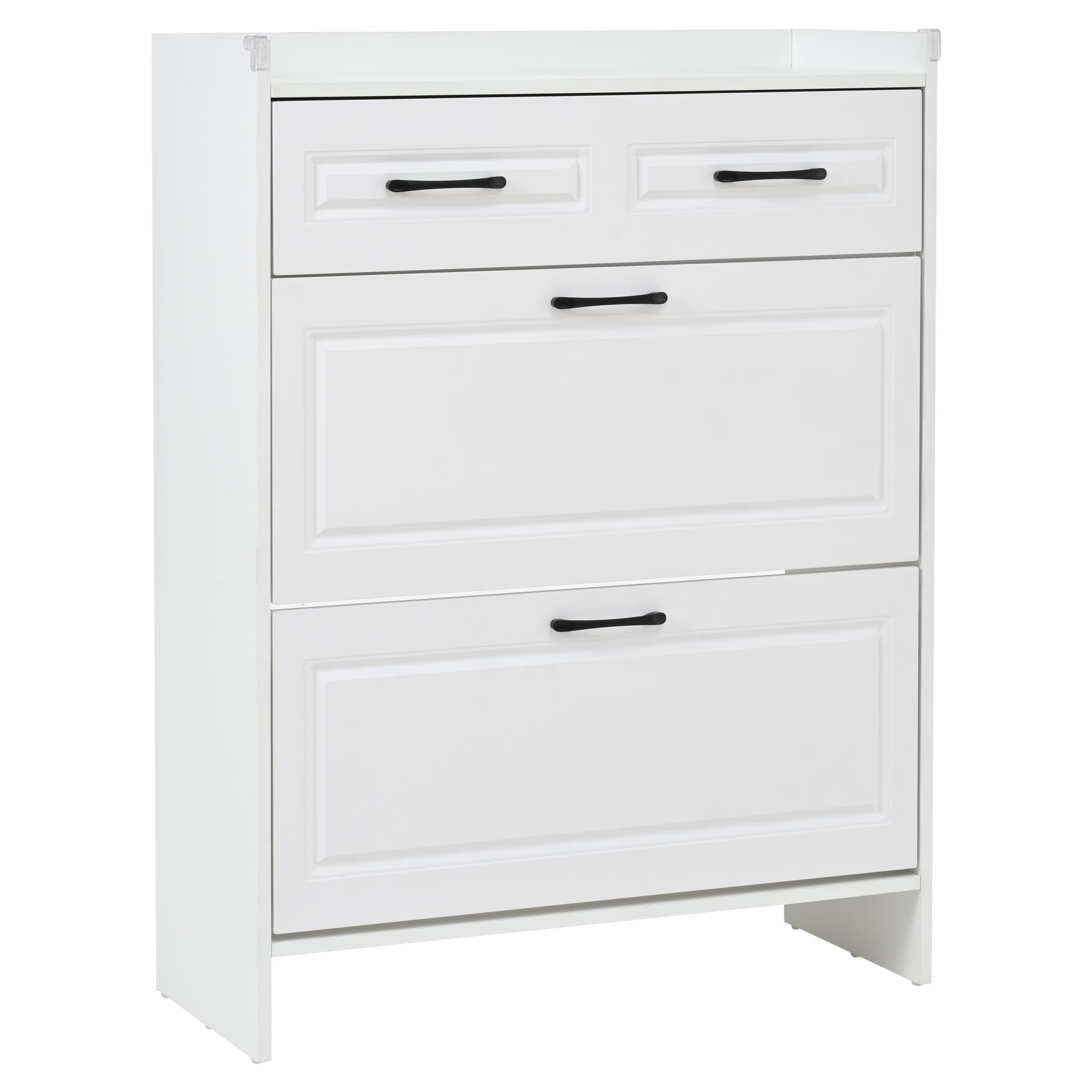 Logidon shoe cabinet white MDF 80 x 34 x 107.5 cm with 4 compartments and 1 drawer