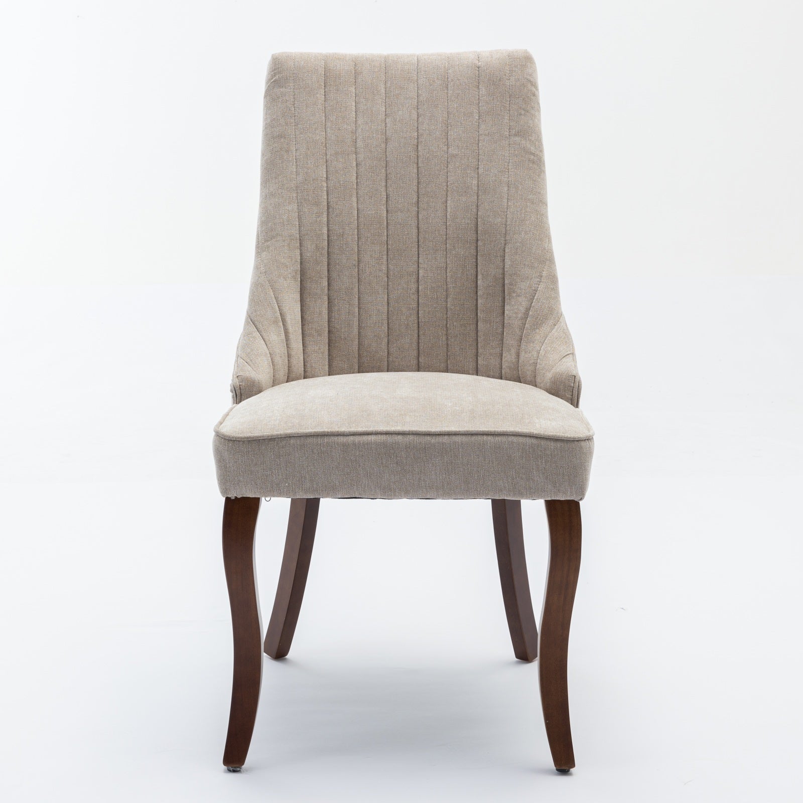 Logidon beige chenille eetkamerstoelen set van 2 massief houten poten