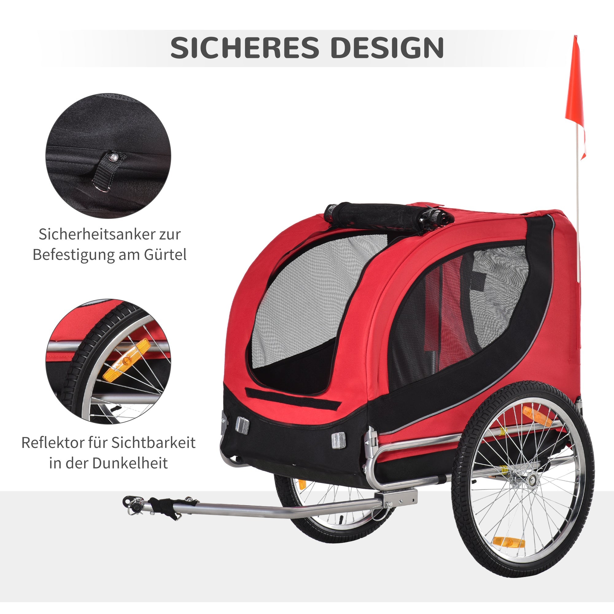 Logidon Hondenkar Fiets Rood 130x73x90 cm Oxford stof