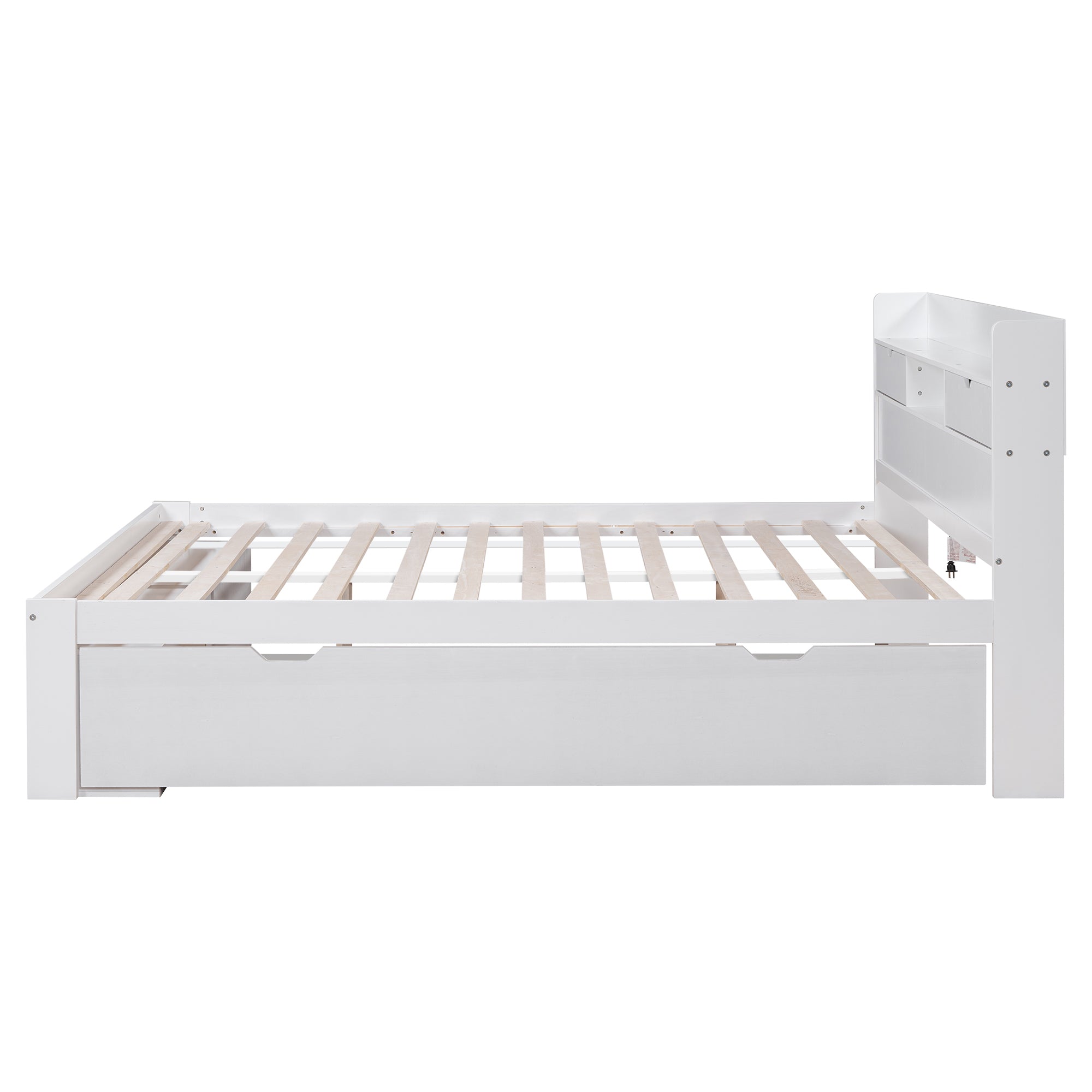 Logidon bed 135x190 cm met USB oplaadpunt en opbergruimte wit