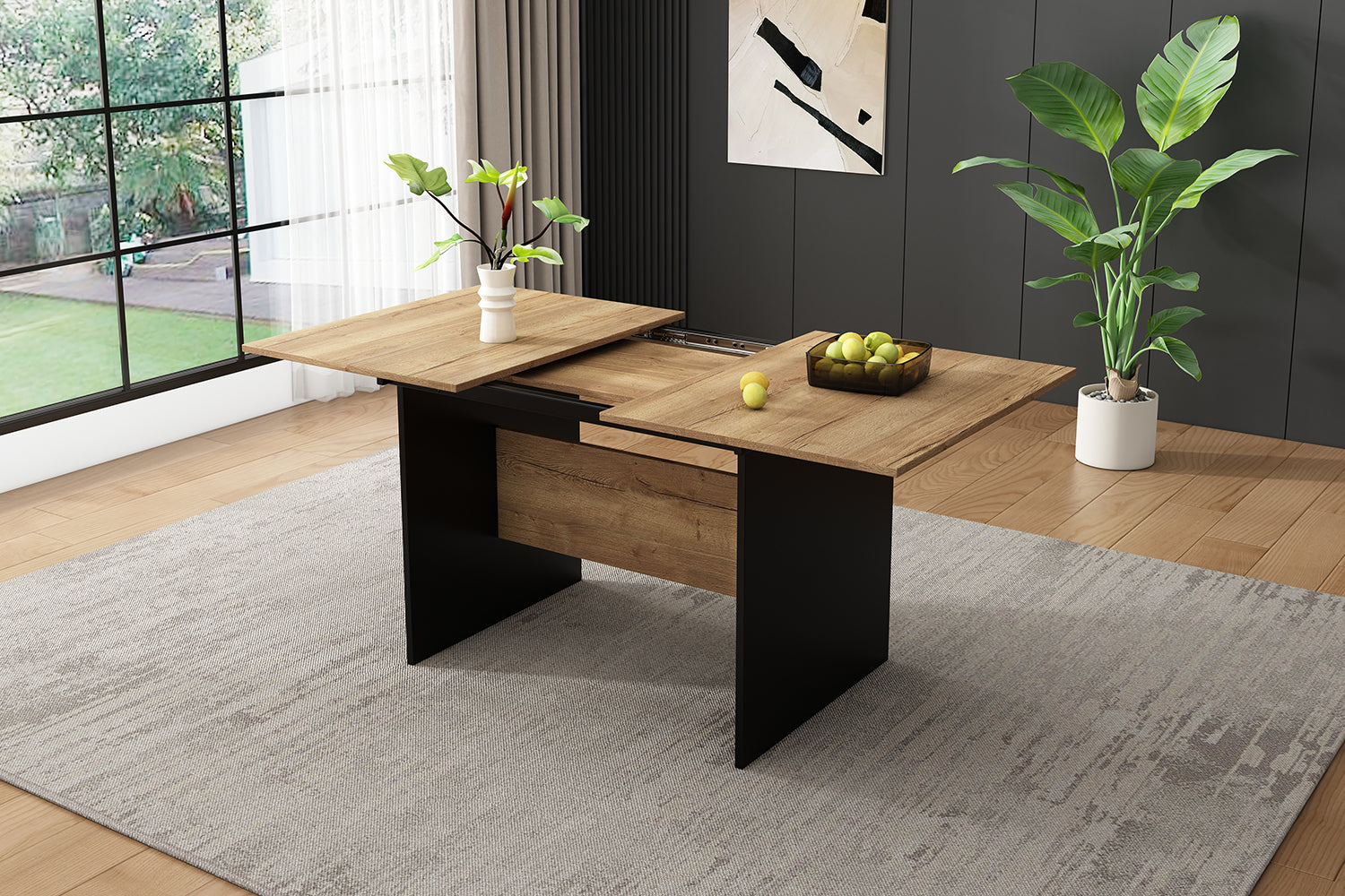 Logidon uitschuifbare eettafel 140/180x80 cm zwart walnoot MDF