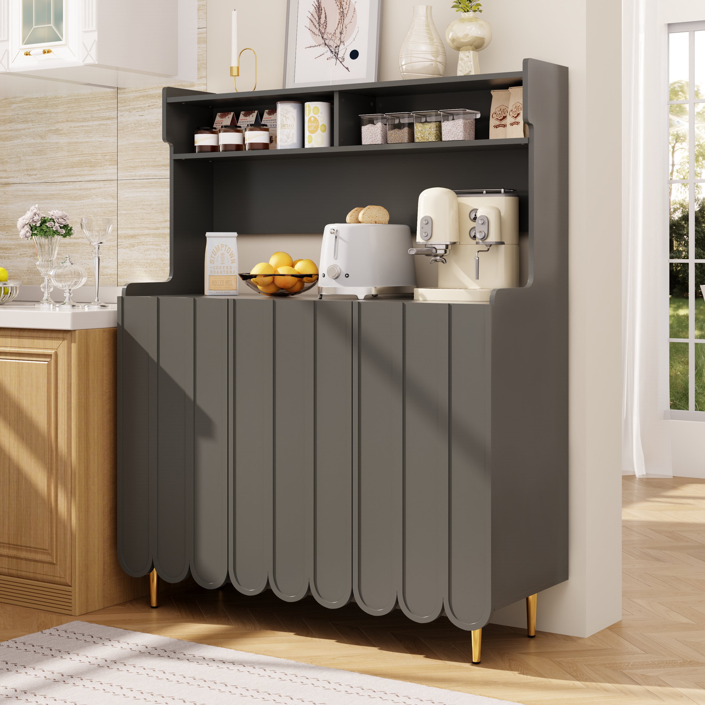 Logidon grijs dressoir 120 x 40 x 151 cm open opbergplank