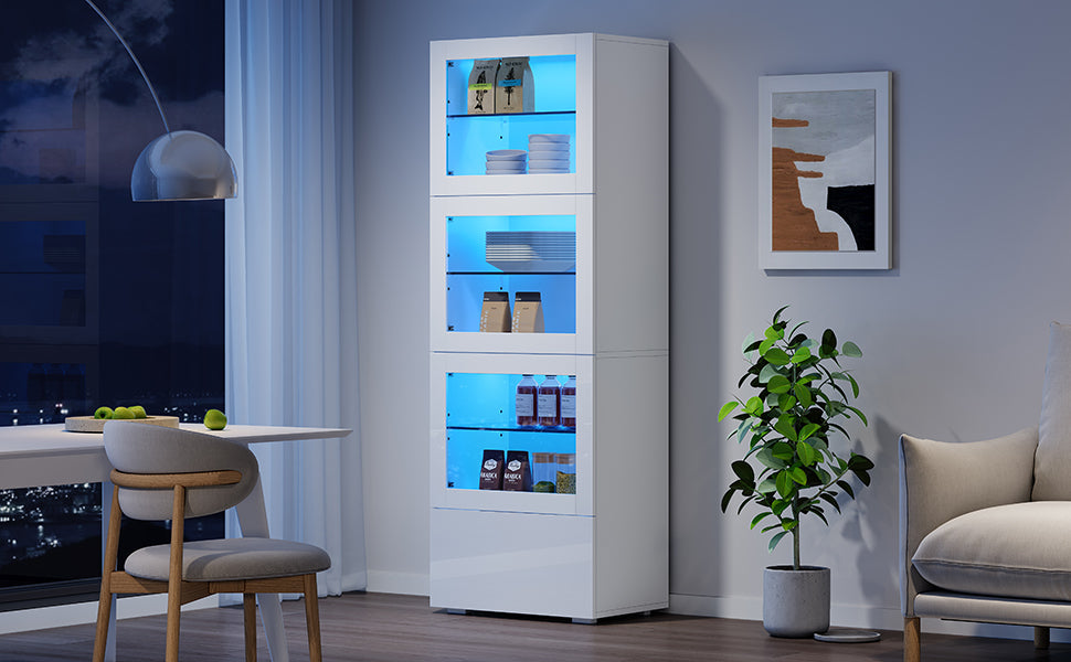 Logidon vitrine 60x40x173 cm wit hoogglans LED verlichting