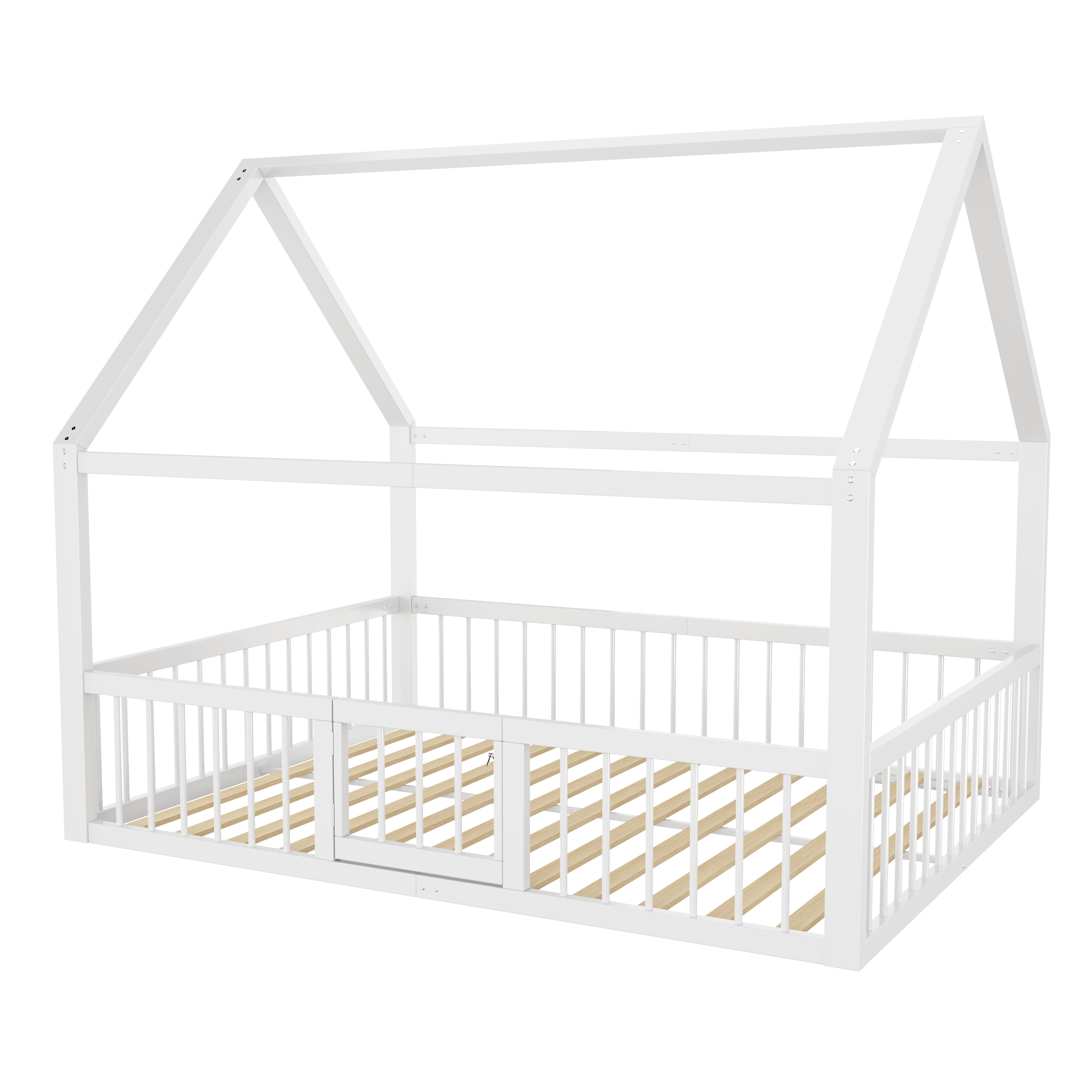 Logidon metalen bed 140x200 wit plat bed met dakframe