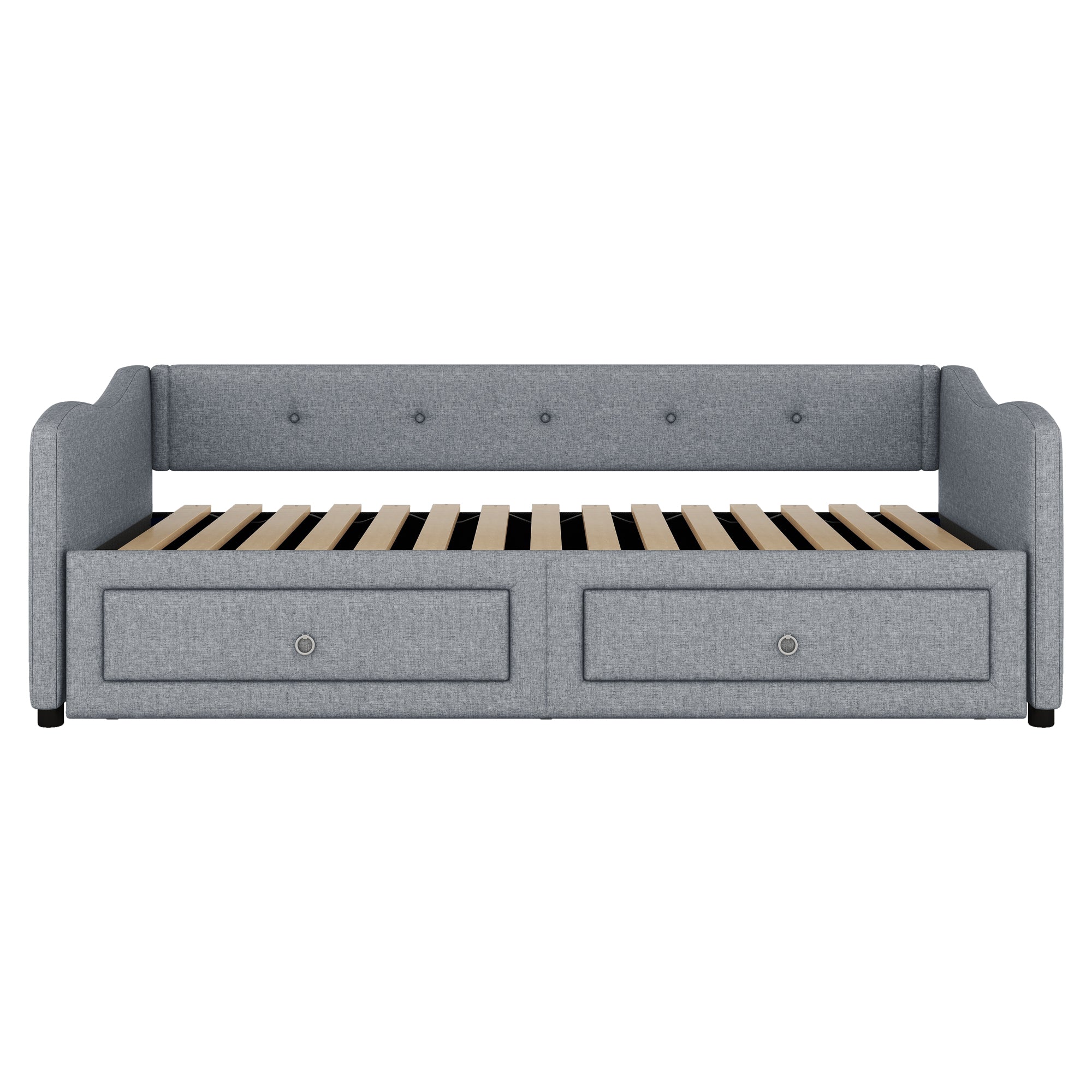 Logidon daybed 90x200 cm with pull-out bed, 2 drawers gray