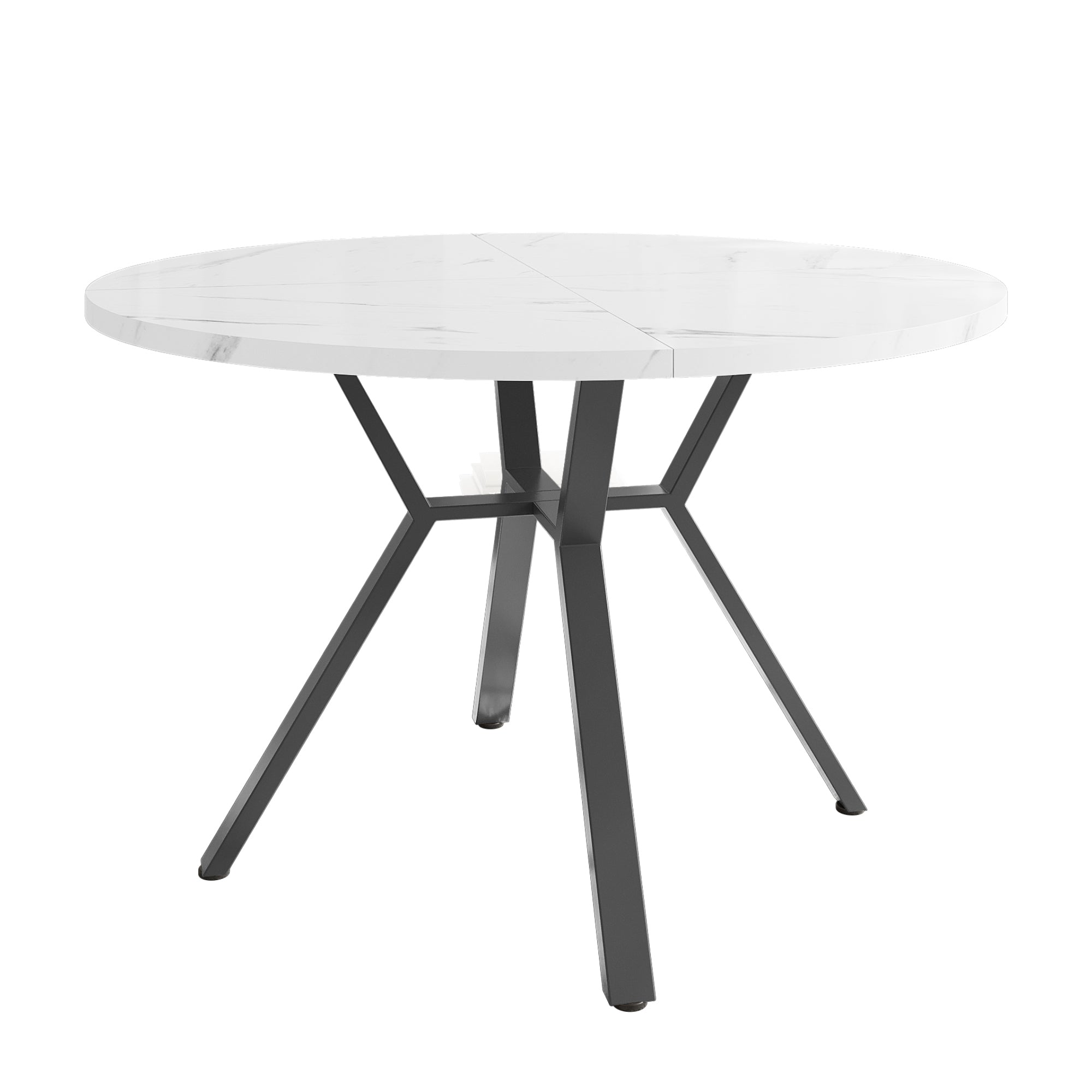 Logidon eettafel en stoelenset 5-delig rond wit marmerlook