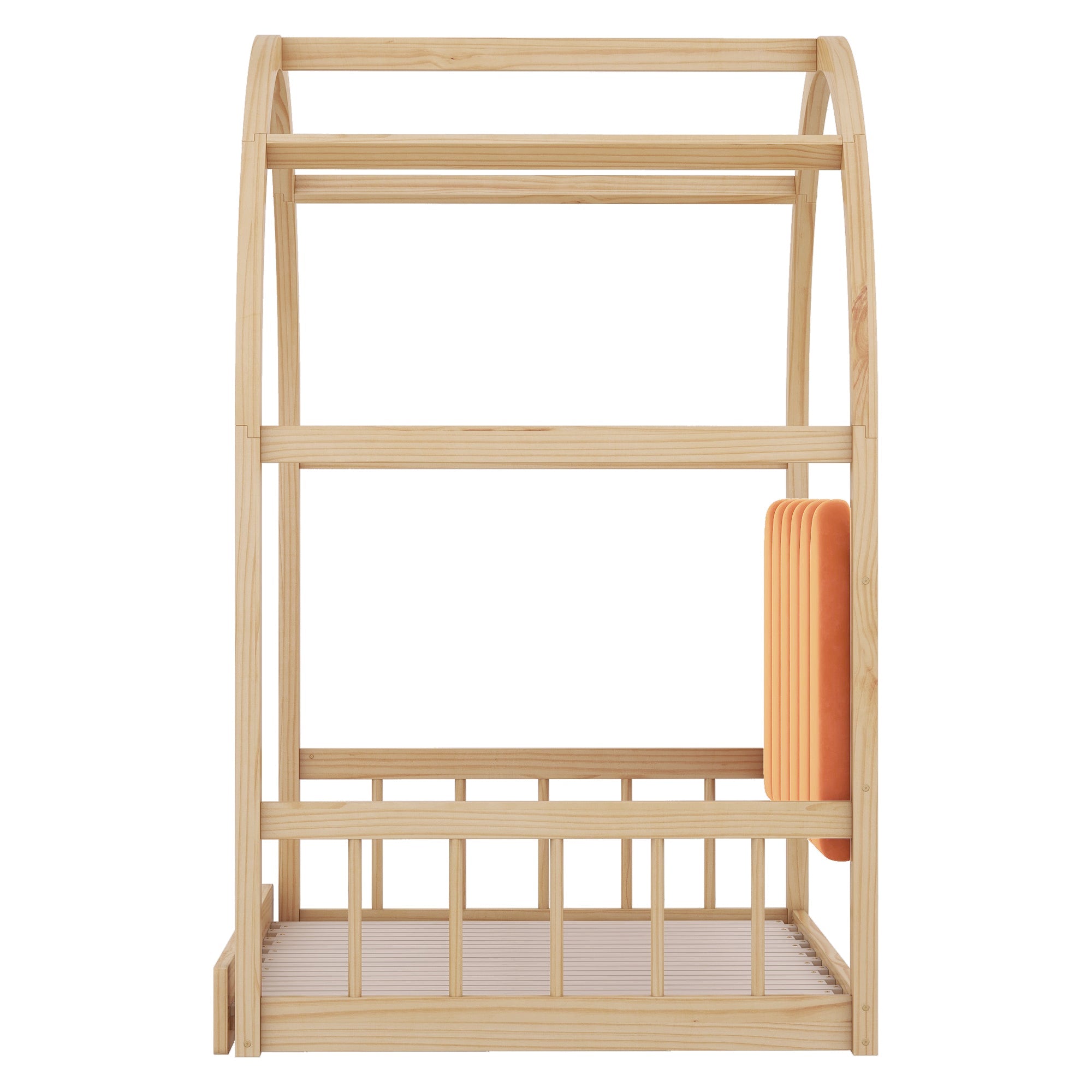 Logidon Uitschuifbaar boogdakbed 140x100 140x200 naturel oranje