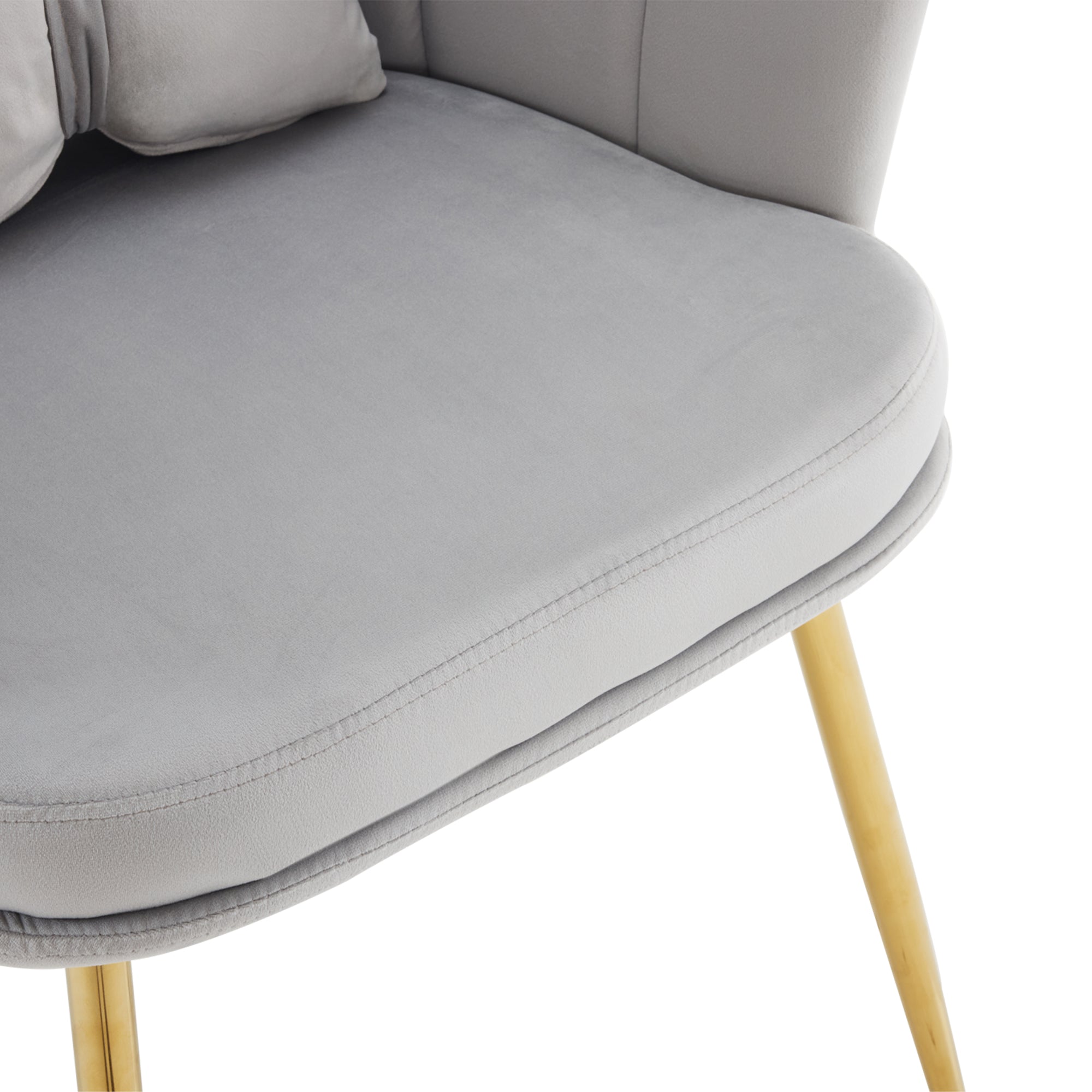 Logidon Modern Velvet Living Room Armchair Gray With Gold Legs