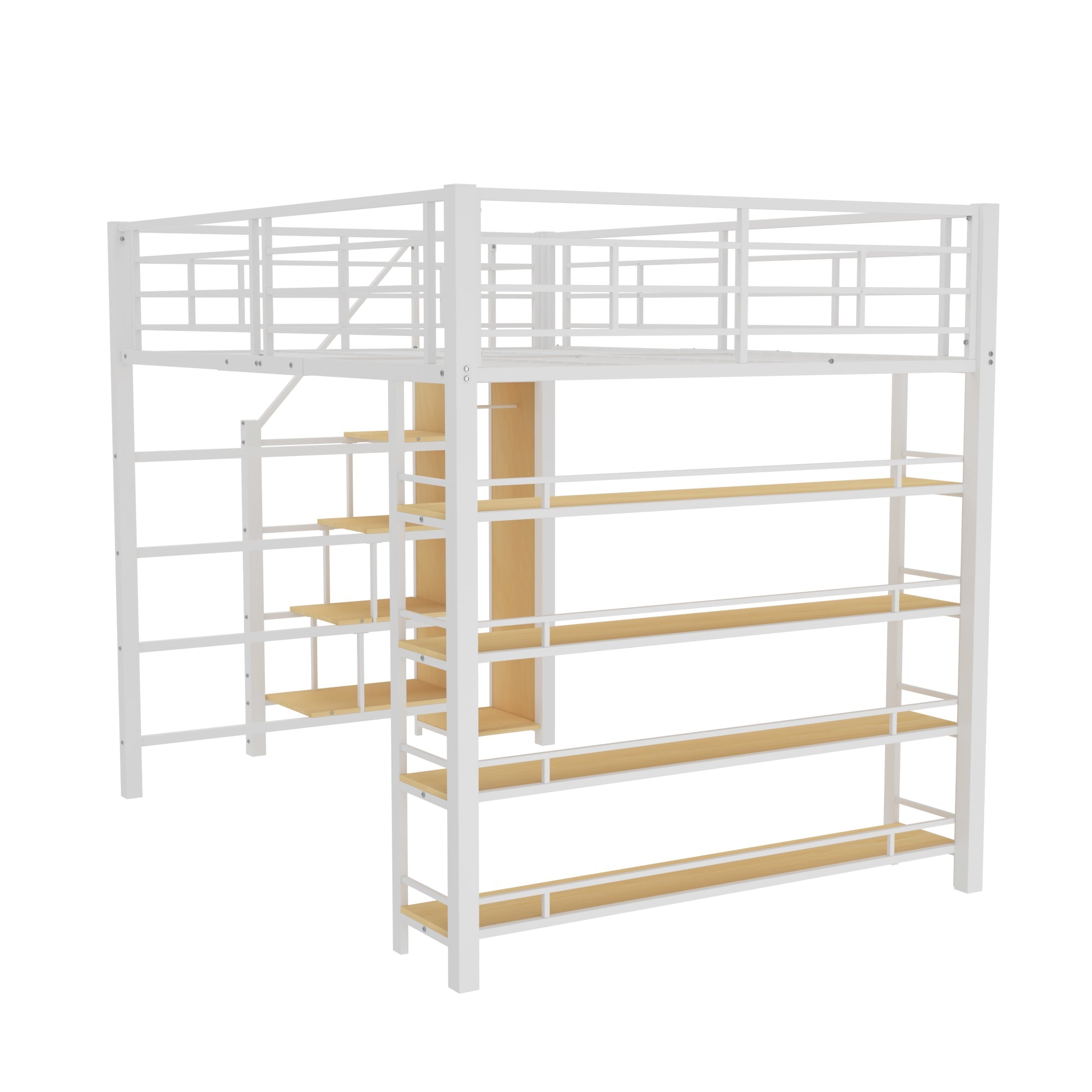 Logidon hoogslaper 140x200 met veiligheidstrap, opbergruimte, wit