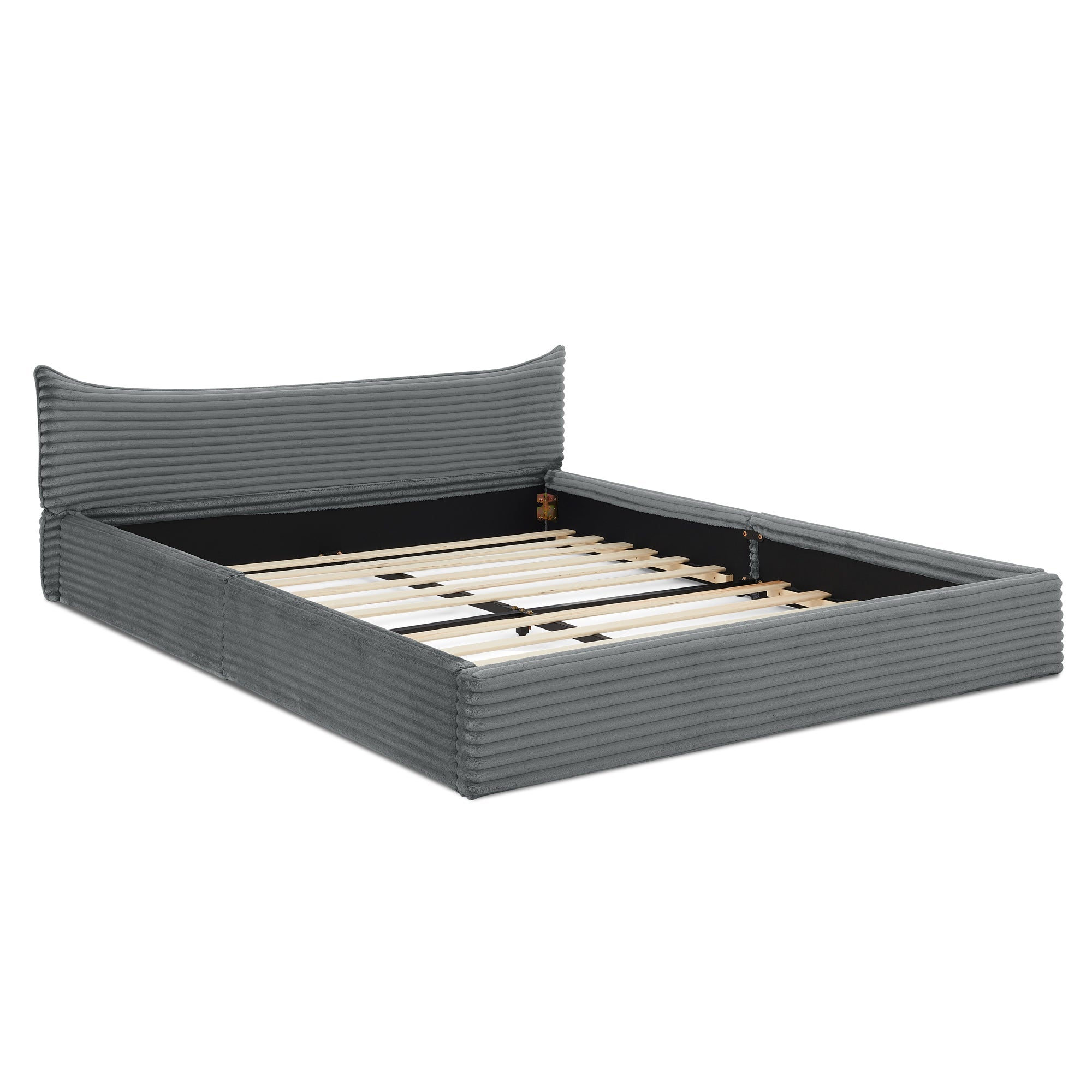 Logidon tweepersoonsbed 160x200 cm Donkergrijze chenille bekleding