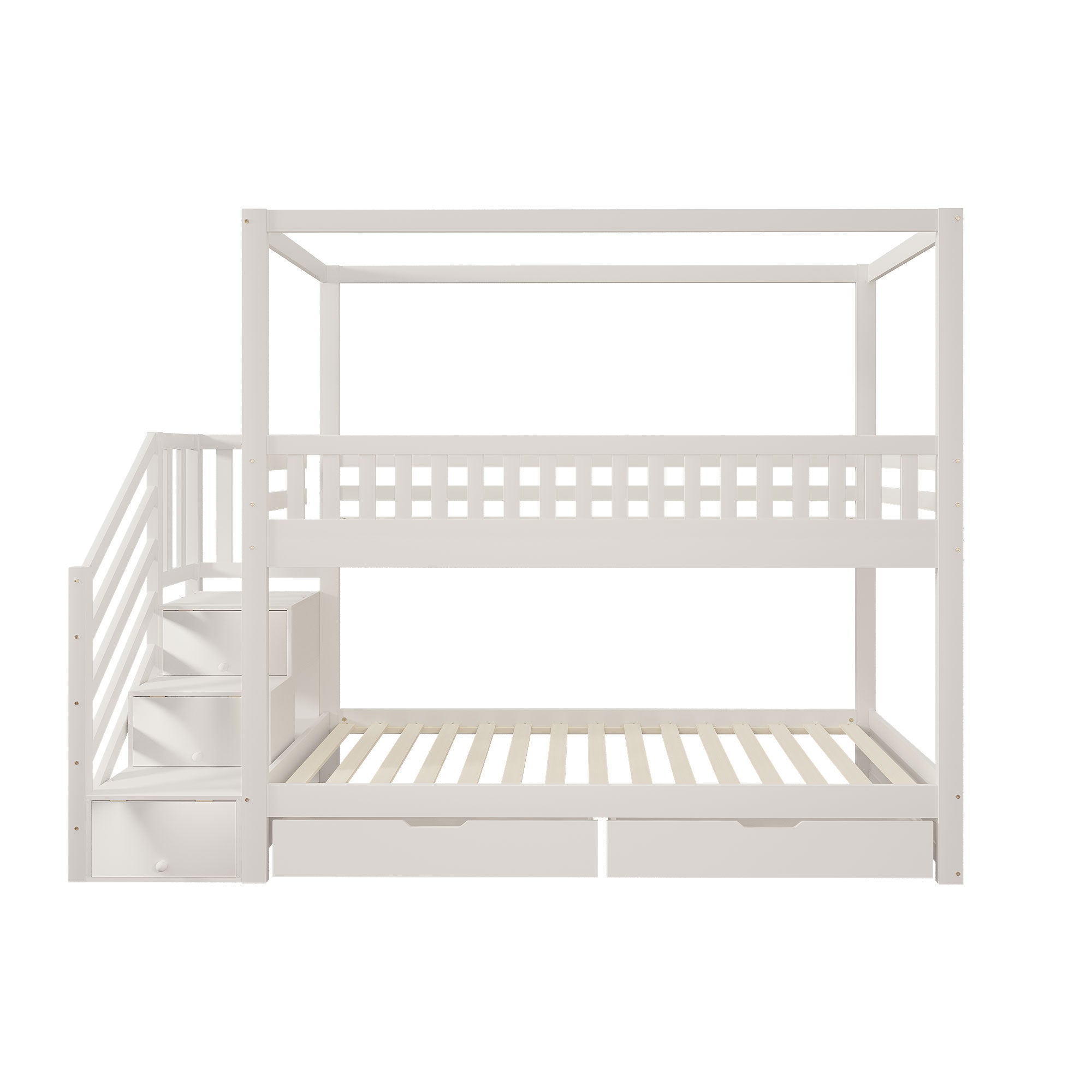Logidon kinderstapelbed 90x200 witte huisvorm veiligheidsladder