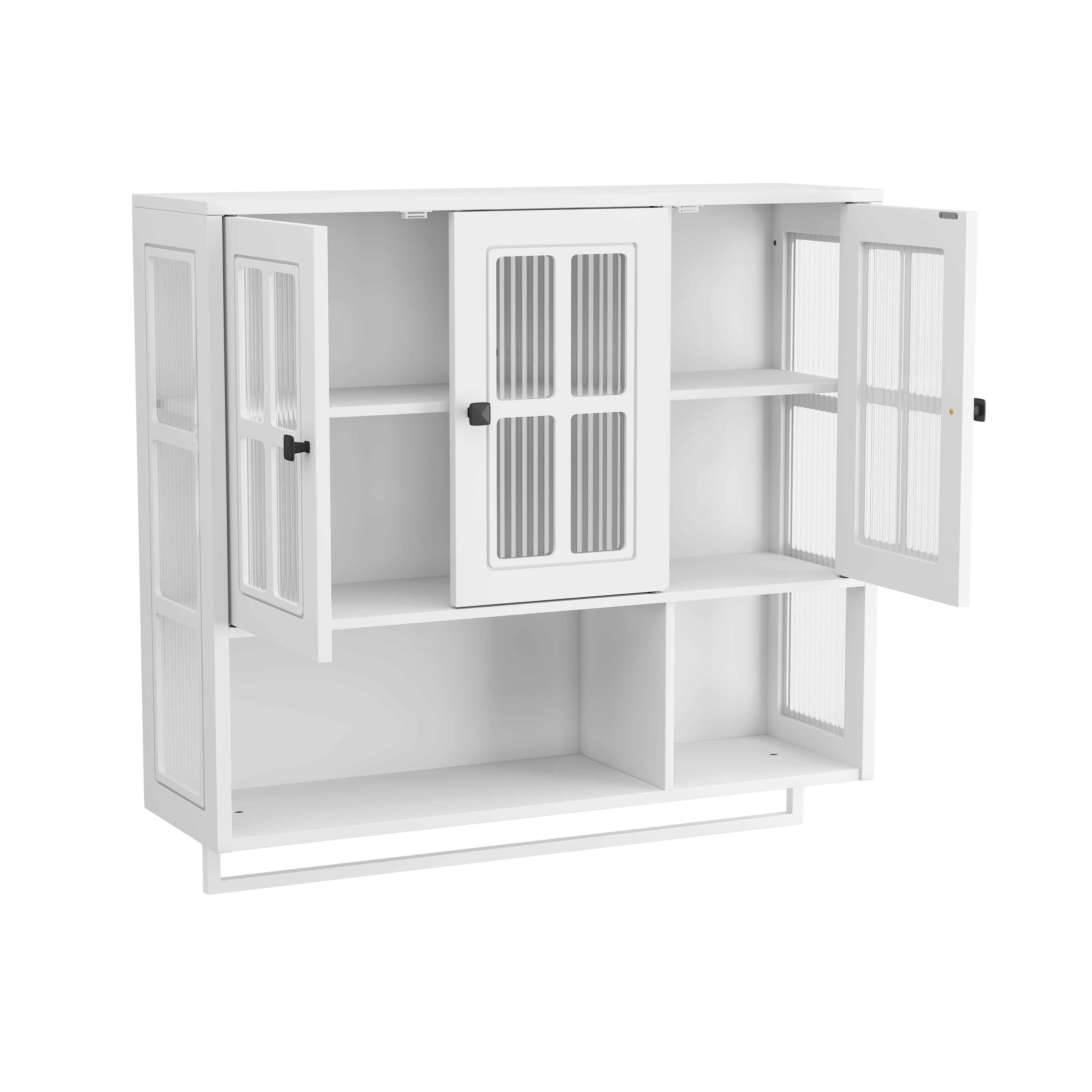 Logidon badkamerwandkast 3 deuren met glazen front en handdoekhouder wit